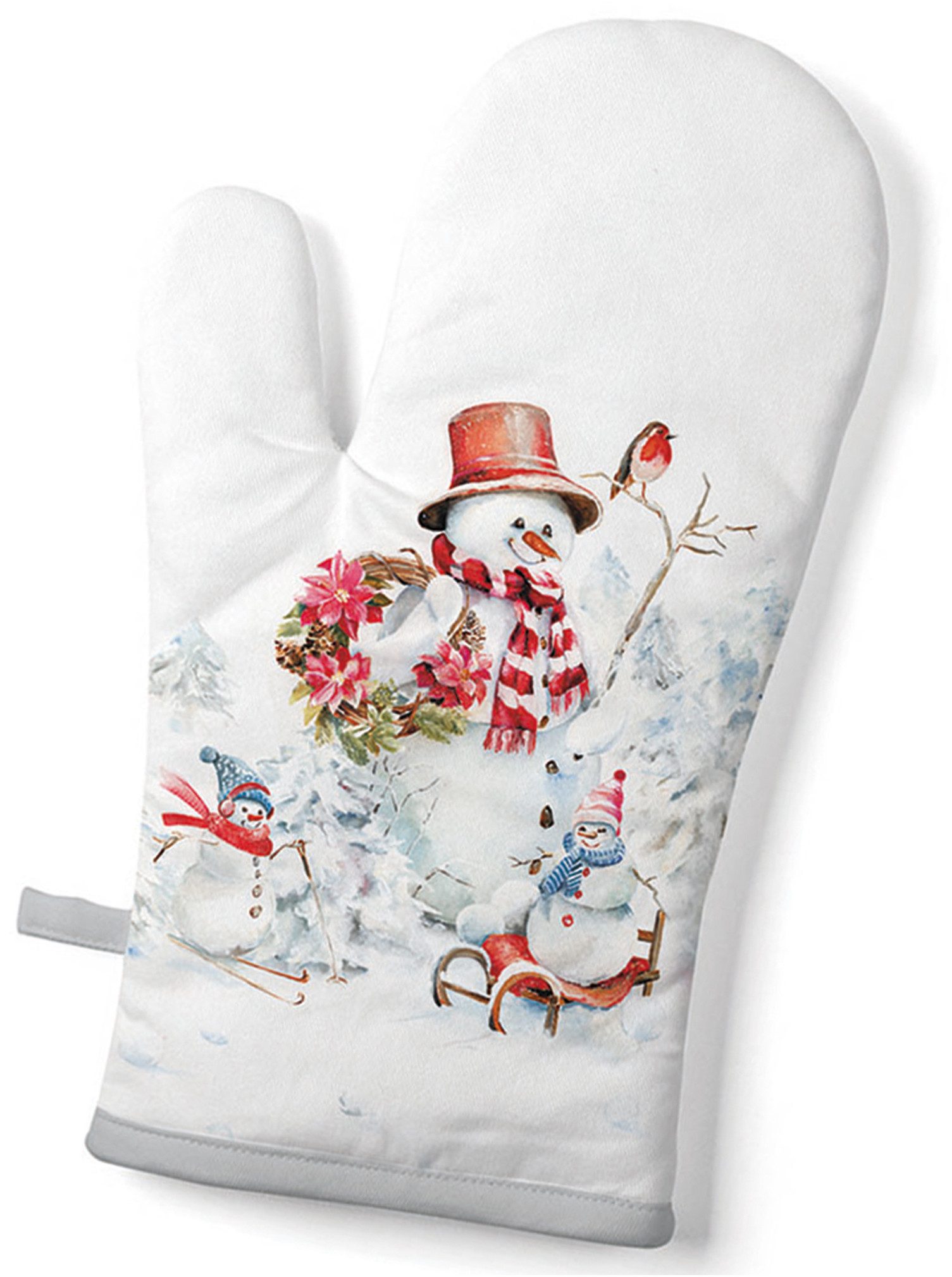 Ambiente® Topfhandschuhe Sporty snowmen, (1-tlg., 1-teilig), Ofenhandschuh wattiert Größe: ca.18x30cm