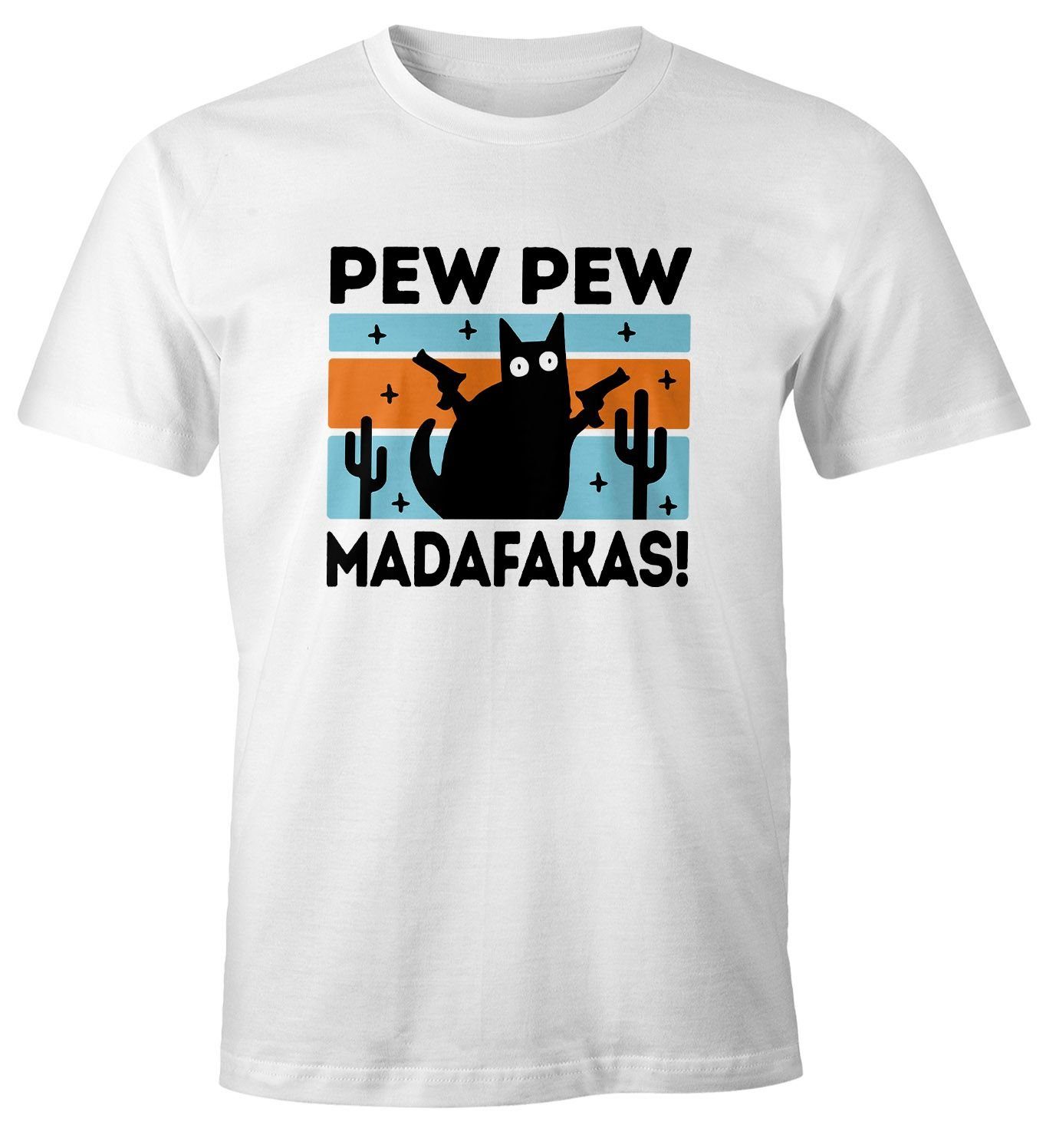 MoonWorks Print-Shirt Herren T-Shirt Pew Pew günstig online kaufen