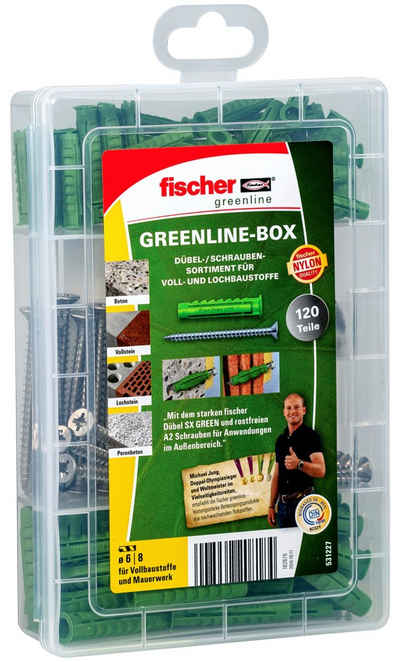 fischer Schrauben- und Dübel-Set »Greenline-Box (531227)«, basierend auf bis zu 85 % nachwachsenden Rohstoffen