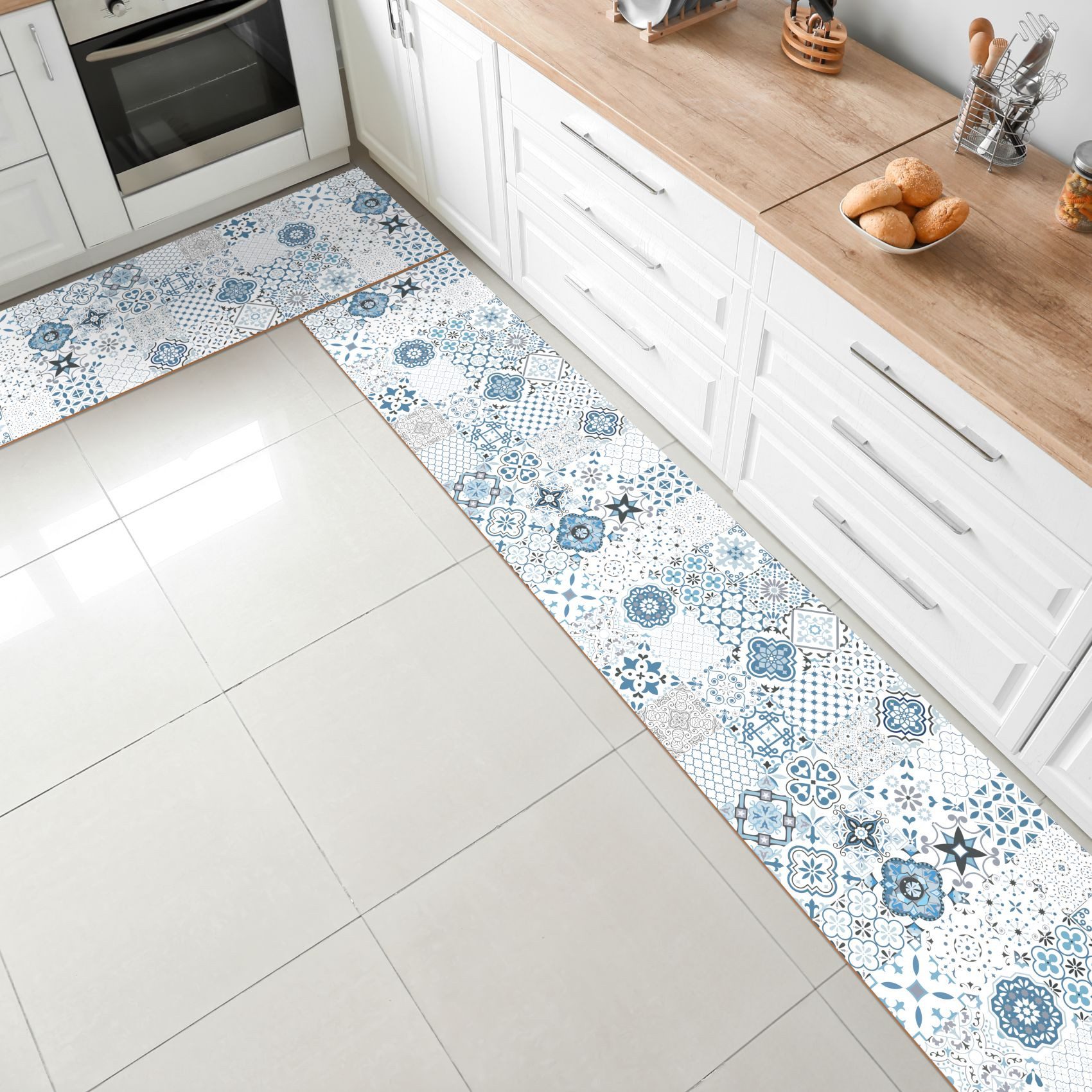 ANRO Küchenläufer MIRZA Hochwertig abwischbar Flurläufer Teppichläufer, Eckig, Höhe: 3 mm, Genarbt PVC – Bild 2 von 5