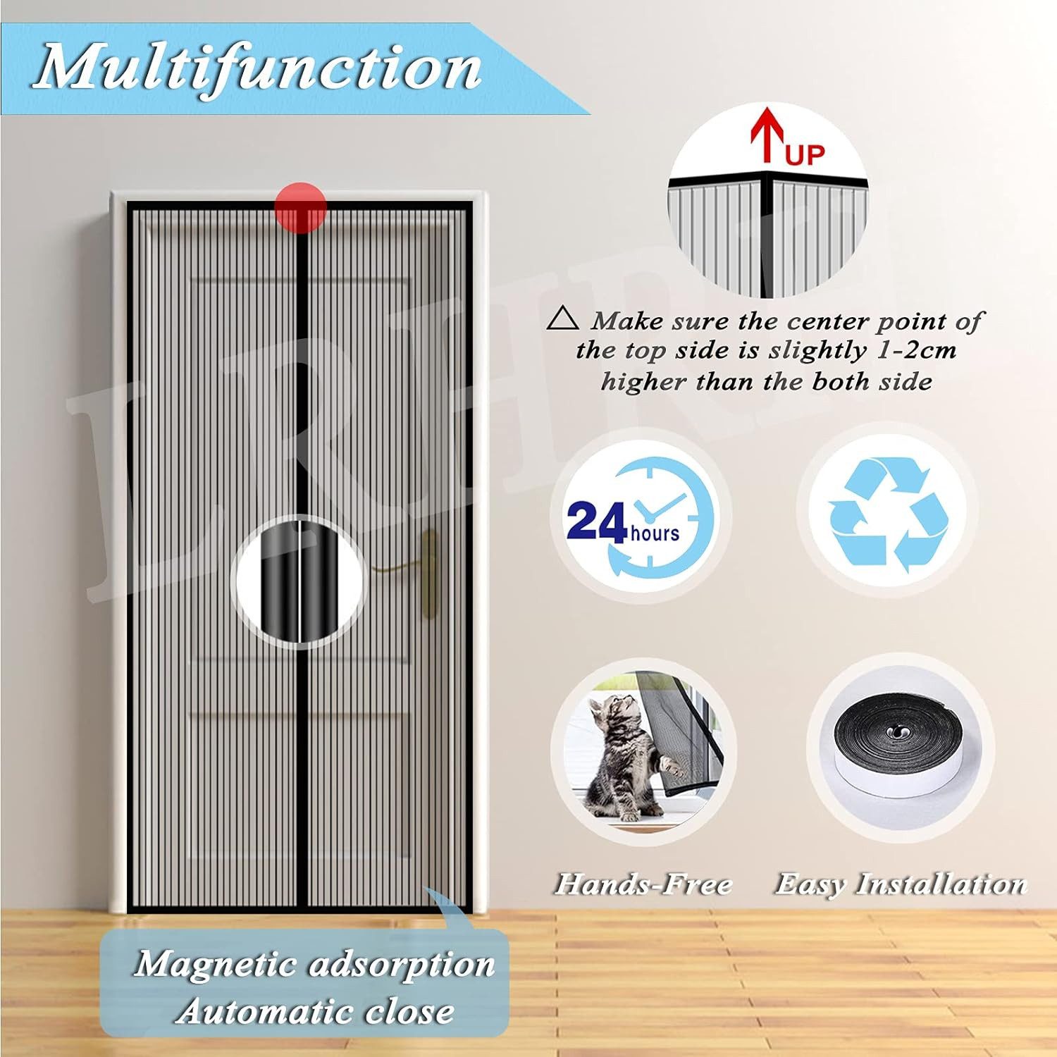 UE Stock Fliegengitter-Gewebe Magnet Fliegengitter Insektenschutz Balkontür Fliegenvorhang 110x100cm, Einfache Installation