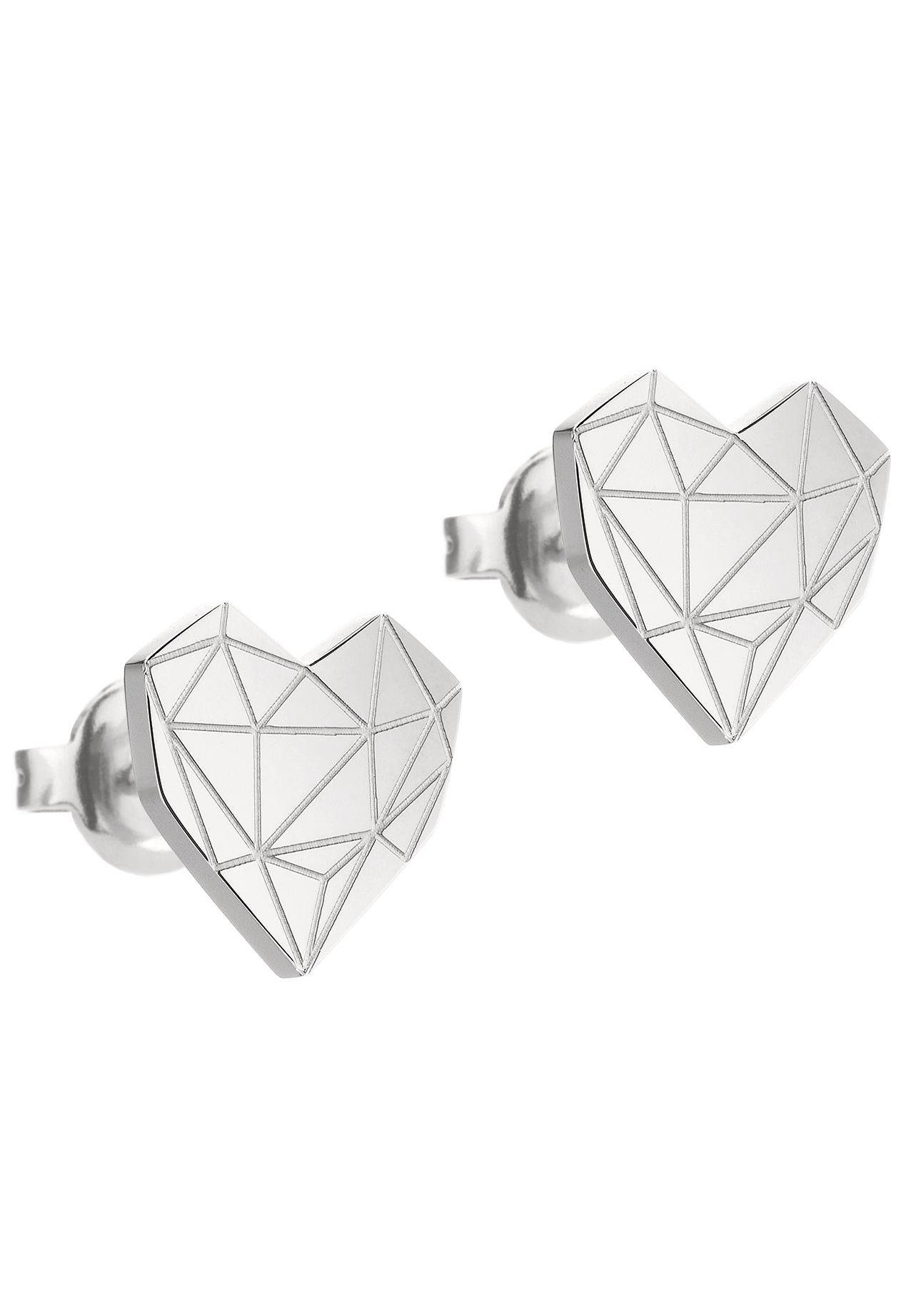 Liebeskind Berlin Paar Ohrstecker Schmuck Geschenk Edelstahl Ohrringe Herz, LJ-0307-E-11, LJ-0308-E-11