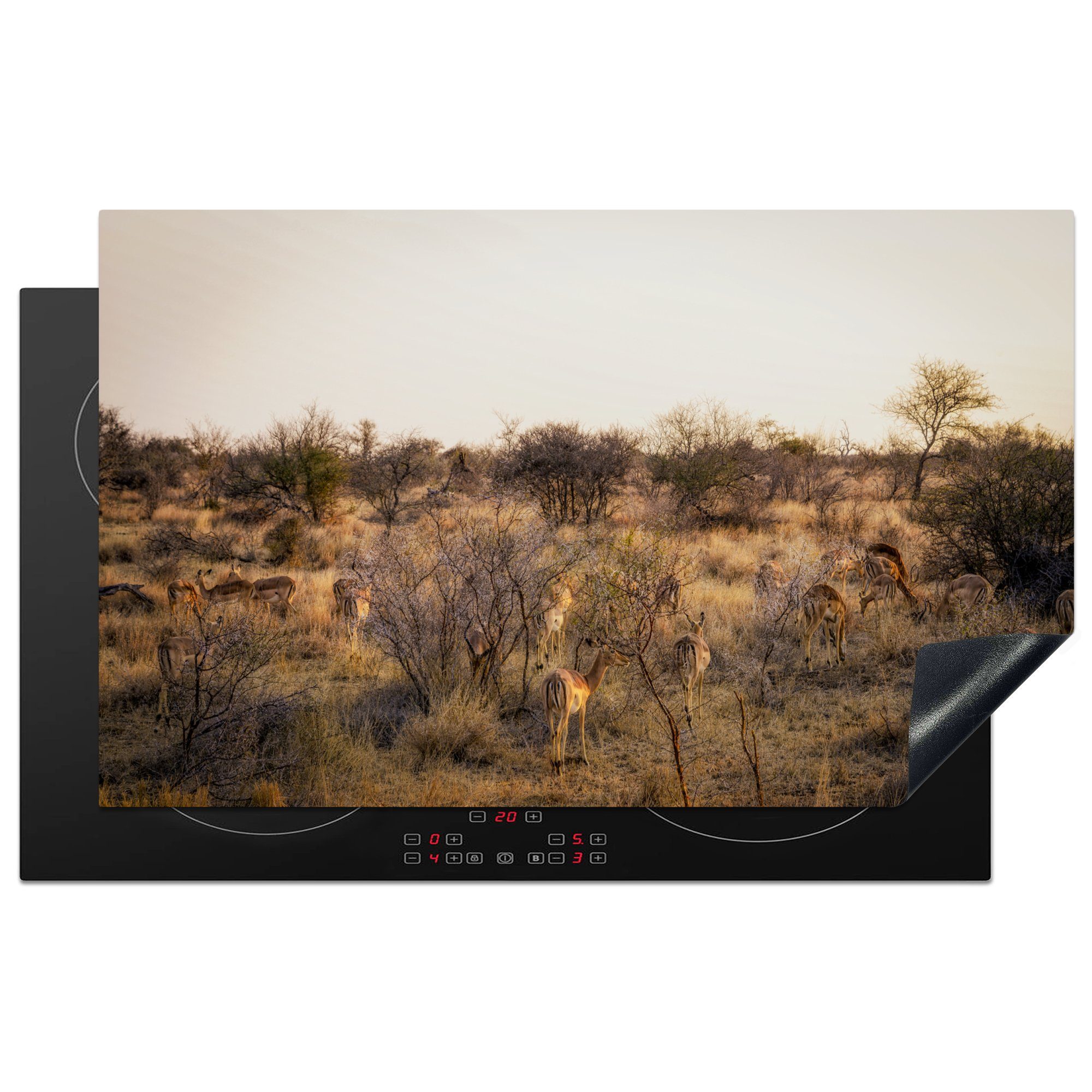 MuchoWow Herdblende-/Abdeckplatte Die Landschaft des Krügerparks in Südafrika, Vinyl, (1 tlg), 83x51 cm, Ceranfeldabdeckung, Arbeitsplatte für küche
