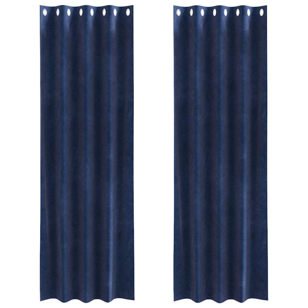 vidaXL Vorhang Verdunkelungsvorhänge 2 pcs Dunkelblau 140 x 225 cm Samt (2 günstig online kaufen