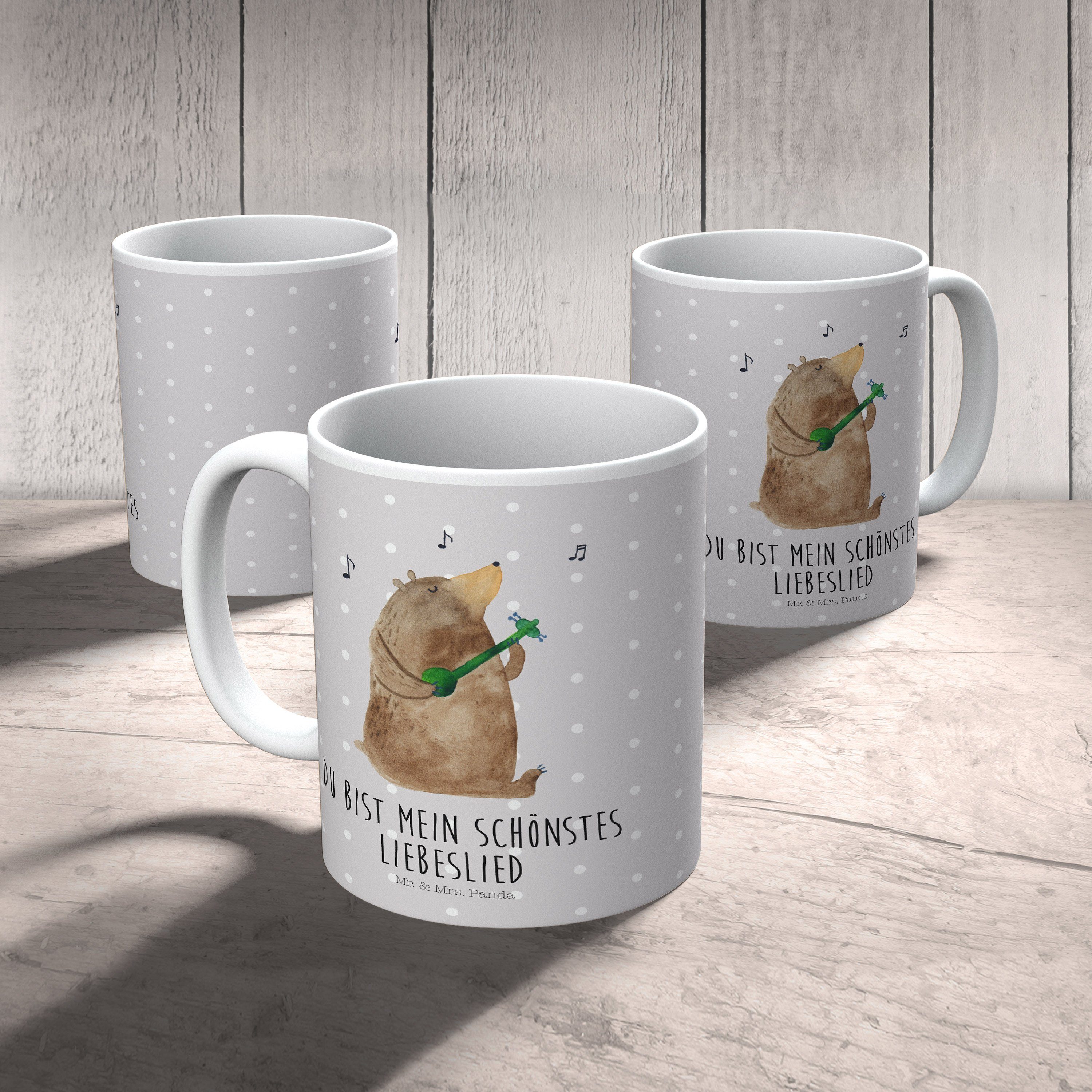 Geschenk, Te, Panda Kunststoff Pastell Kunststoff Grau & Bear, Mrs. Tasse, Lied - Bär Kinderbecher - Mr. Tasse,