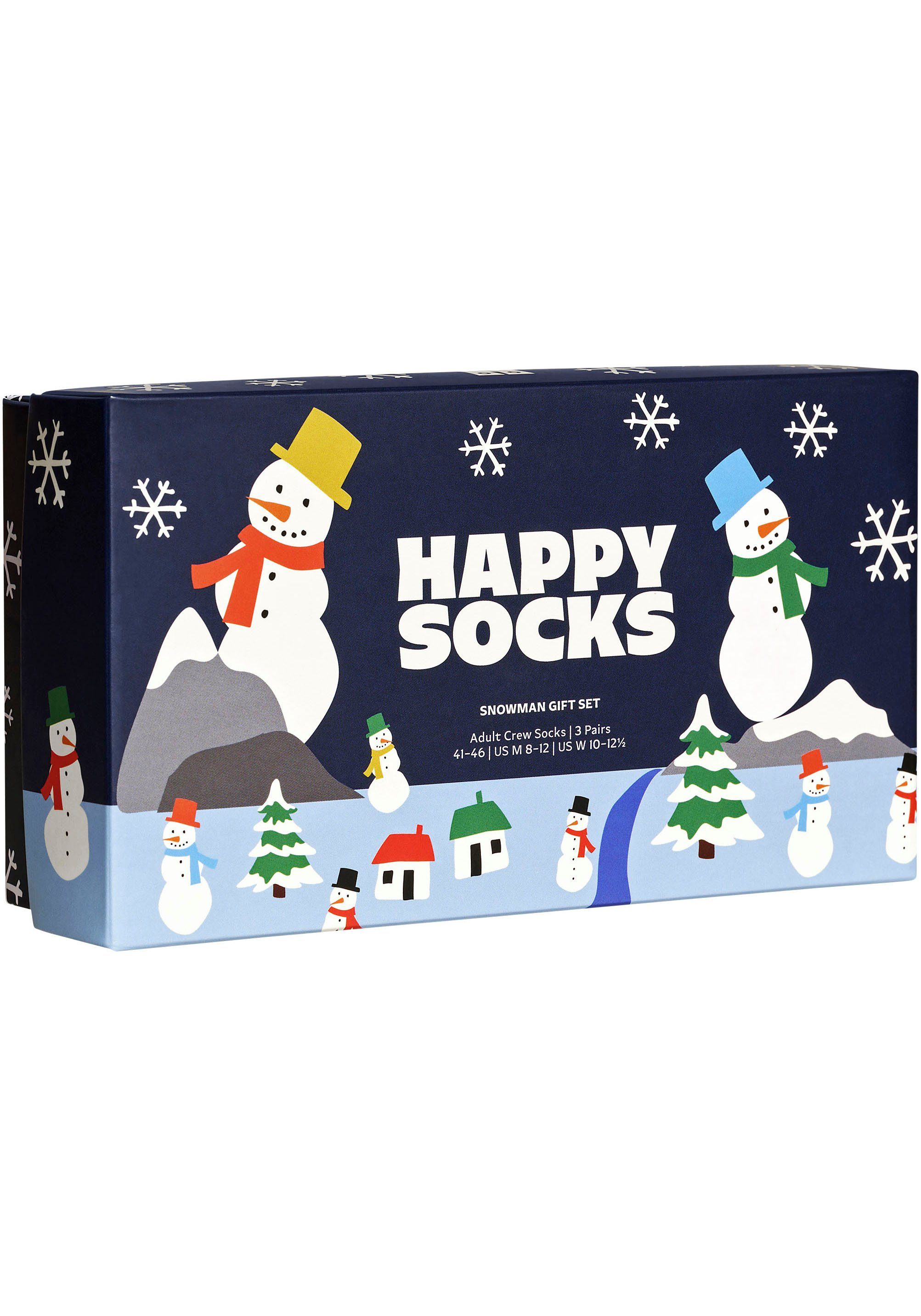 (3-Paar) Gift Snowman Socks Socken Snowman Box Happy 2