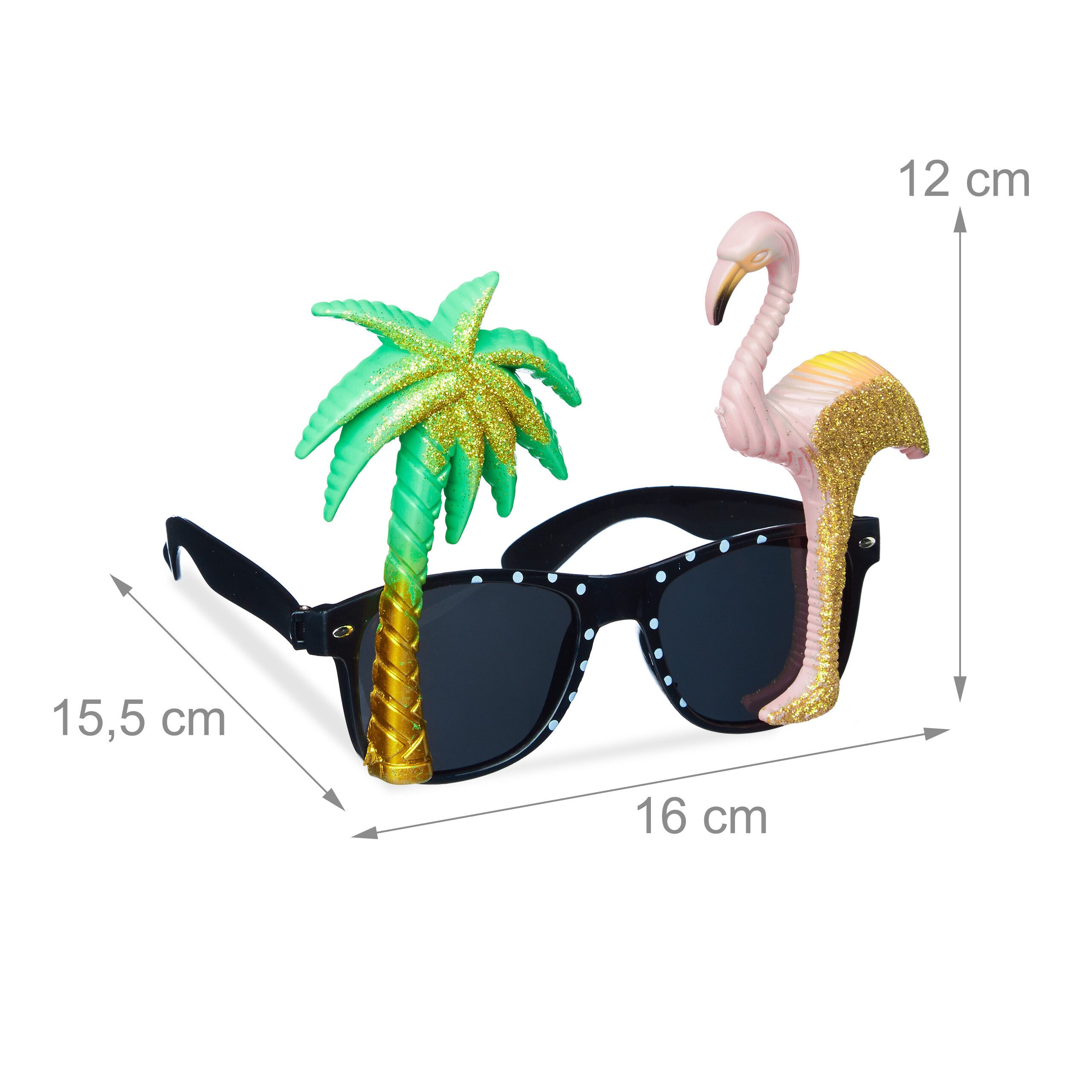 relaxdays Kostüm 5er Set Partybrille Flamingo und Palme