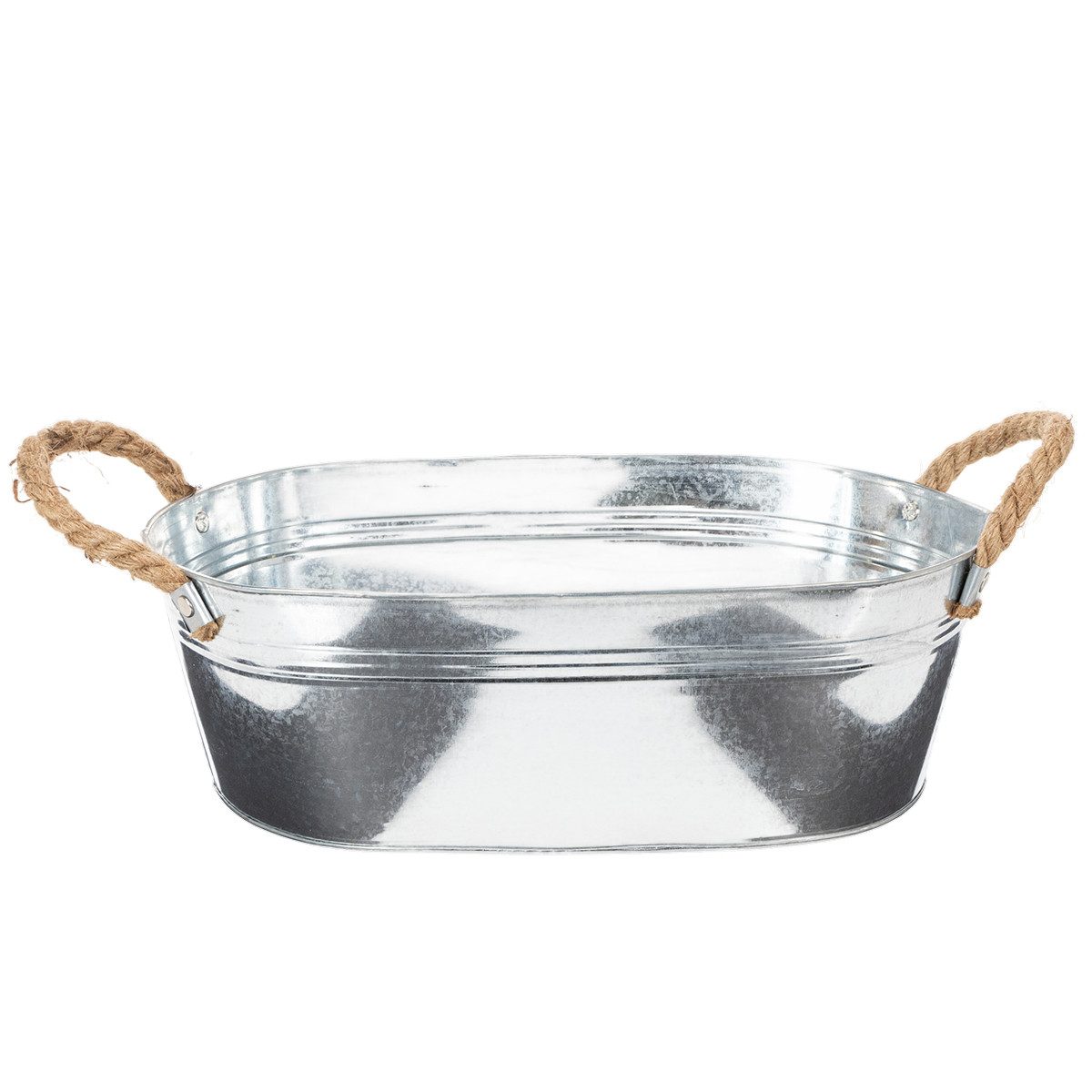 Florists Products Übertopf Schale Zink Oval 35x21,5x11,5cm mit Seilgriffen Garten Deko