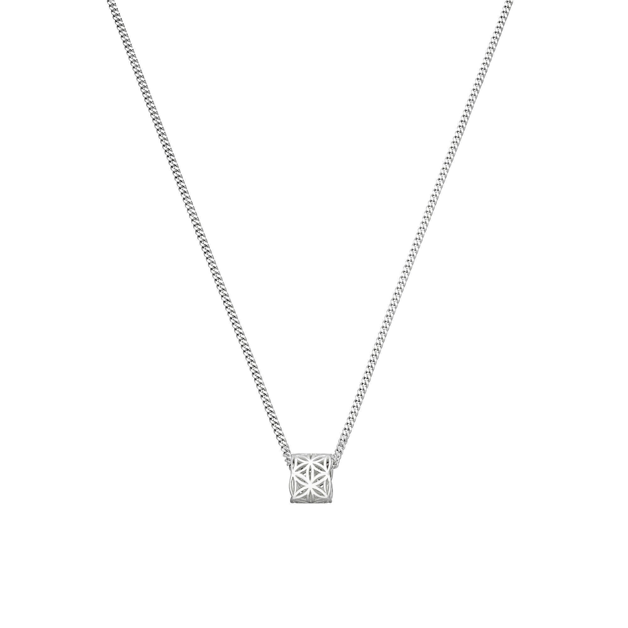 SCHOSCHON Silberkette Lebensblume Kreis 925 Silber (florale Motiv, Blumenmuster)