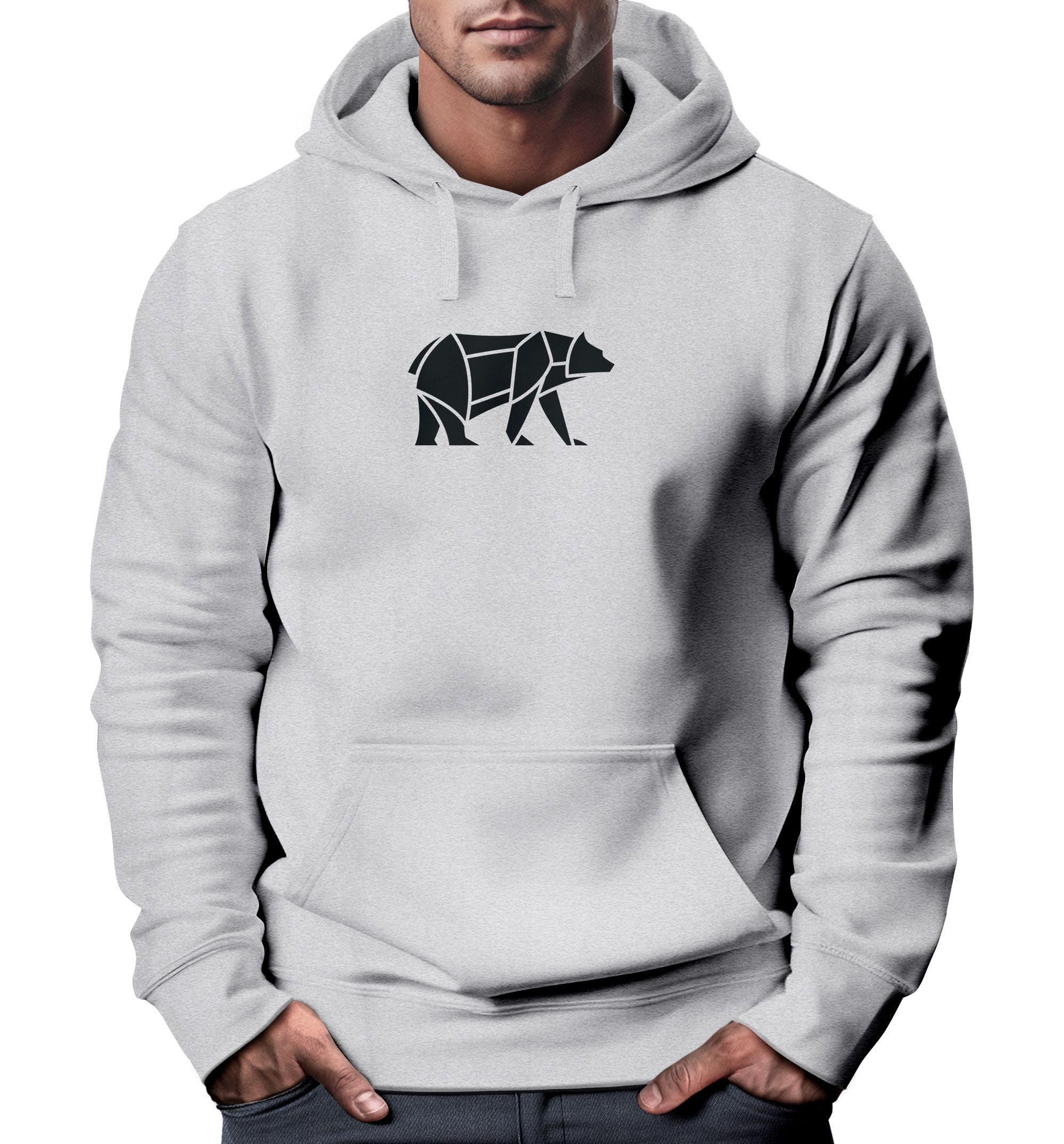 Neverless Hoodie Hoodie Herren Aufdruck Polygon günstig online kaufen