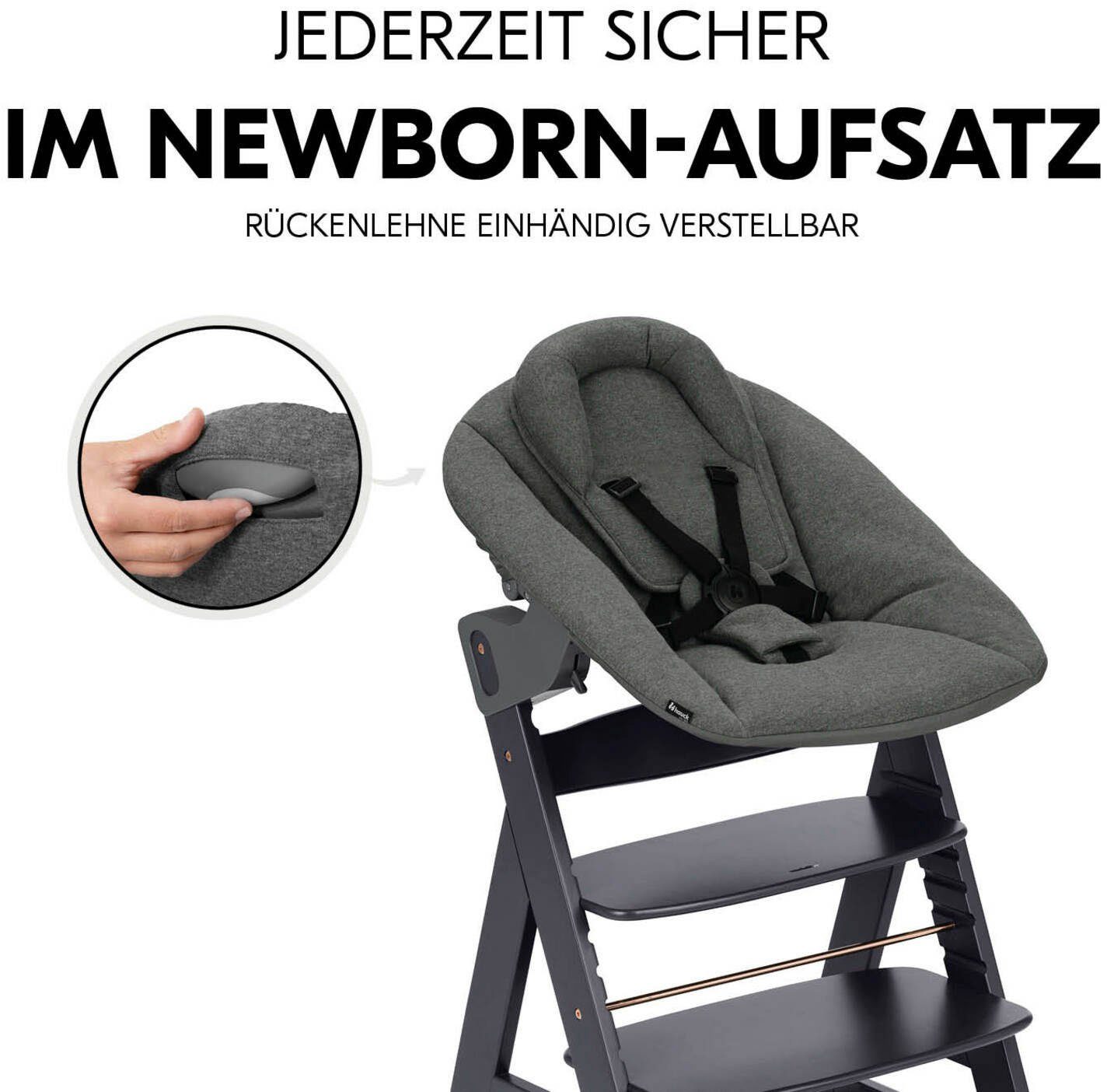 Hochstuhl Hauck Set Newborn Aufsatz; Dark Plus, schützt Newborn FSC® Alpha mit Grey, - - Wald weltweit
