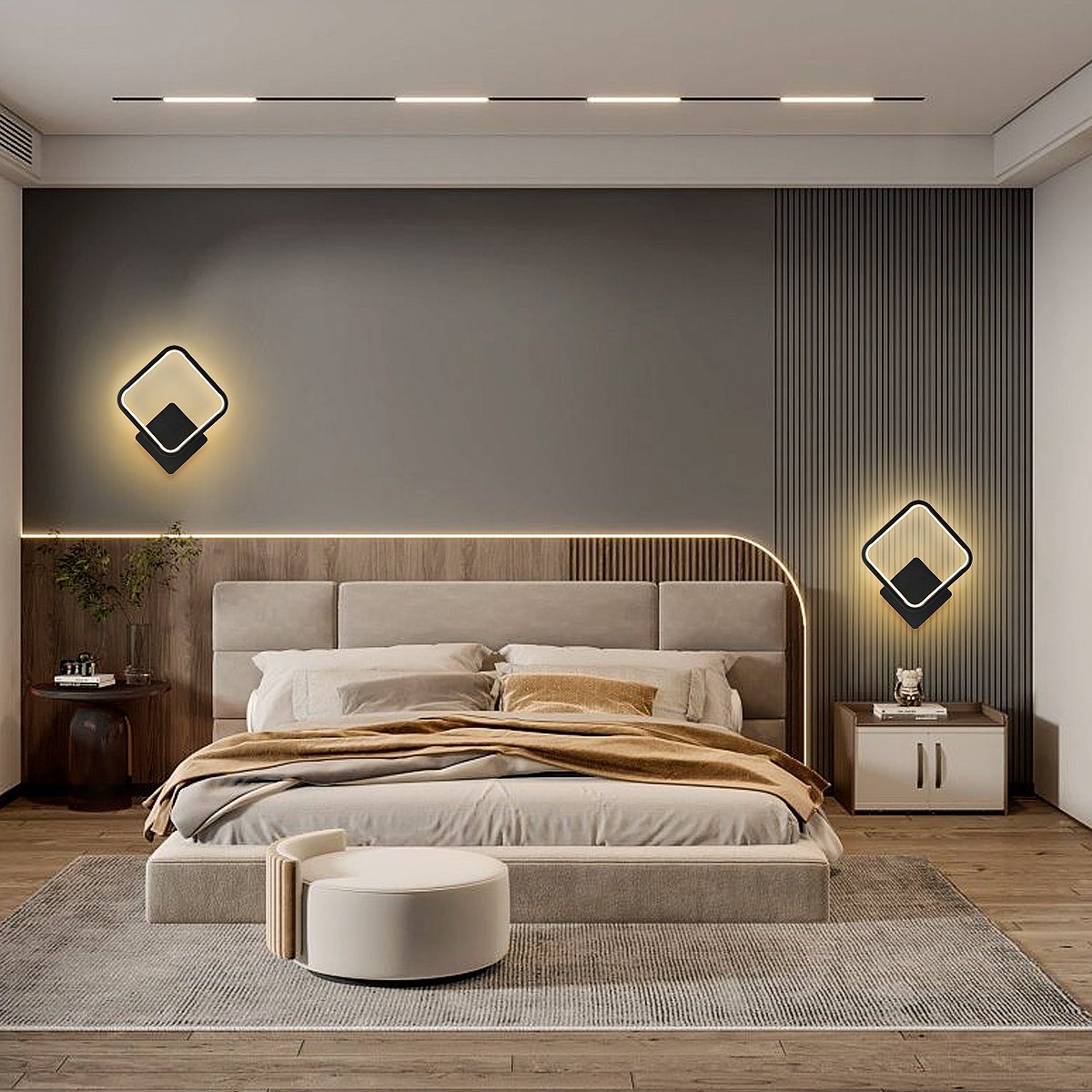 integriert, Stil, LED LED Küche Wandleuchte Wandbeleuchtung im Wandleuchte Flur oyajia 2 nordischen für Schlafzimmer fest Wandleuchte Innen, 16W Stück Wohnzimmer Warmweiß, Wandleuchte