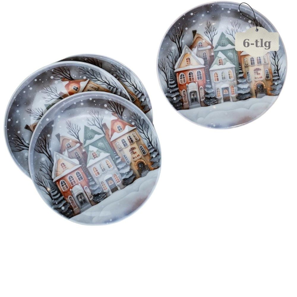 Kütahya Porselen Dessertteller Magicland 6-tlg. Kuchenteller Set 21 cm Weihnachten