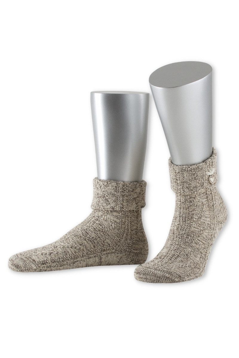 Trachtensocken Trachtensocken - HERZERL - beigemeliert, braunmeliert
