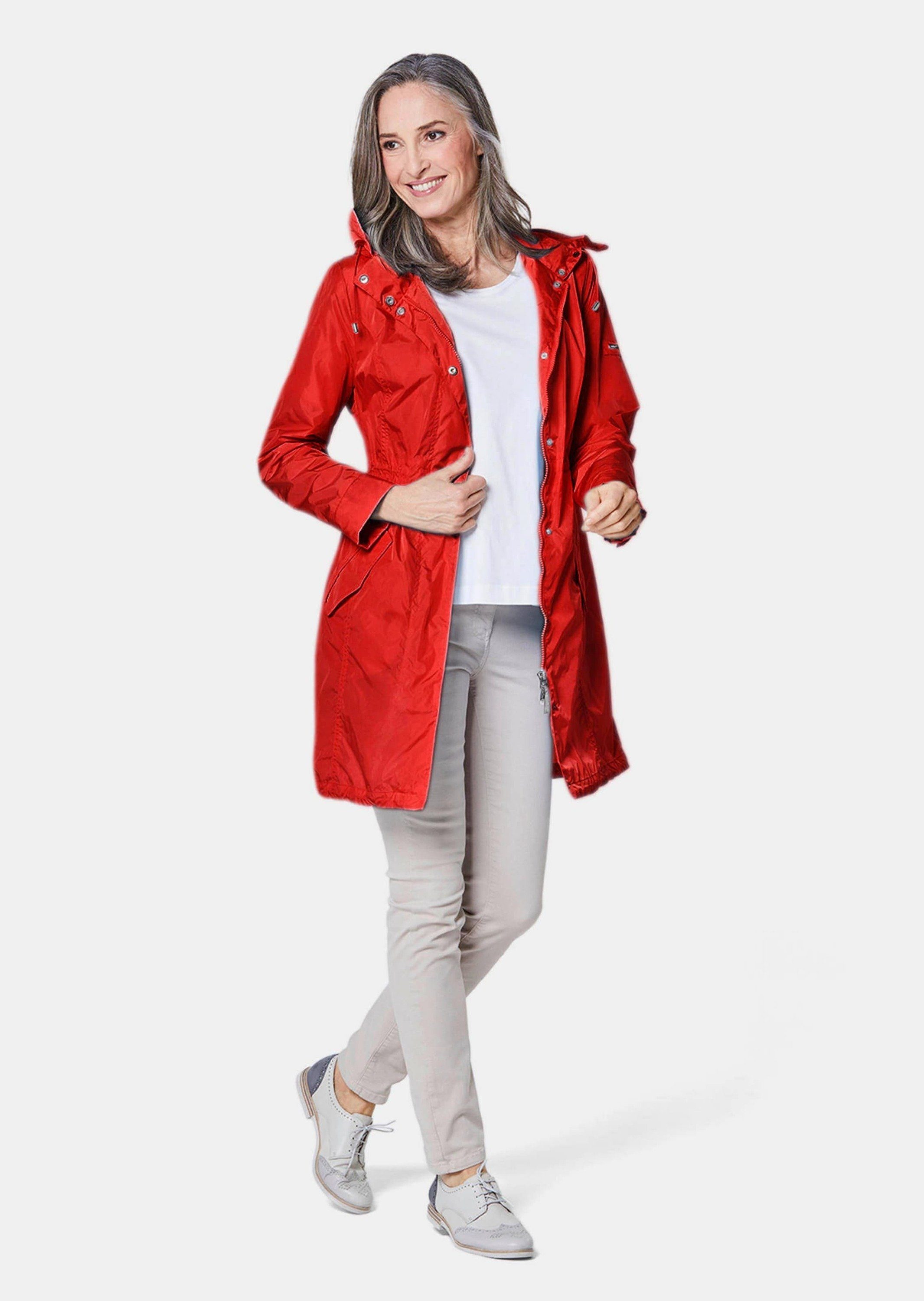 GOLDNER Outdoorjacke Trendiger leichter Regen rot Material Parka aus funktionalem