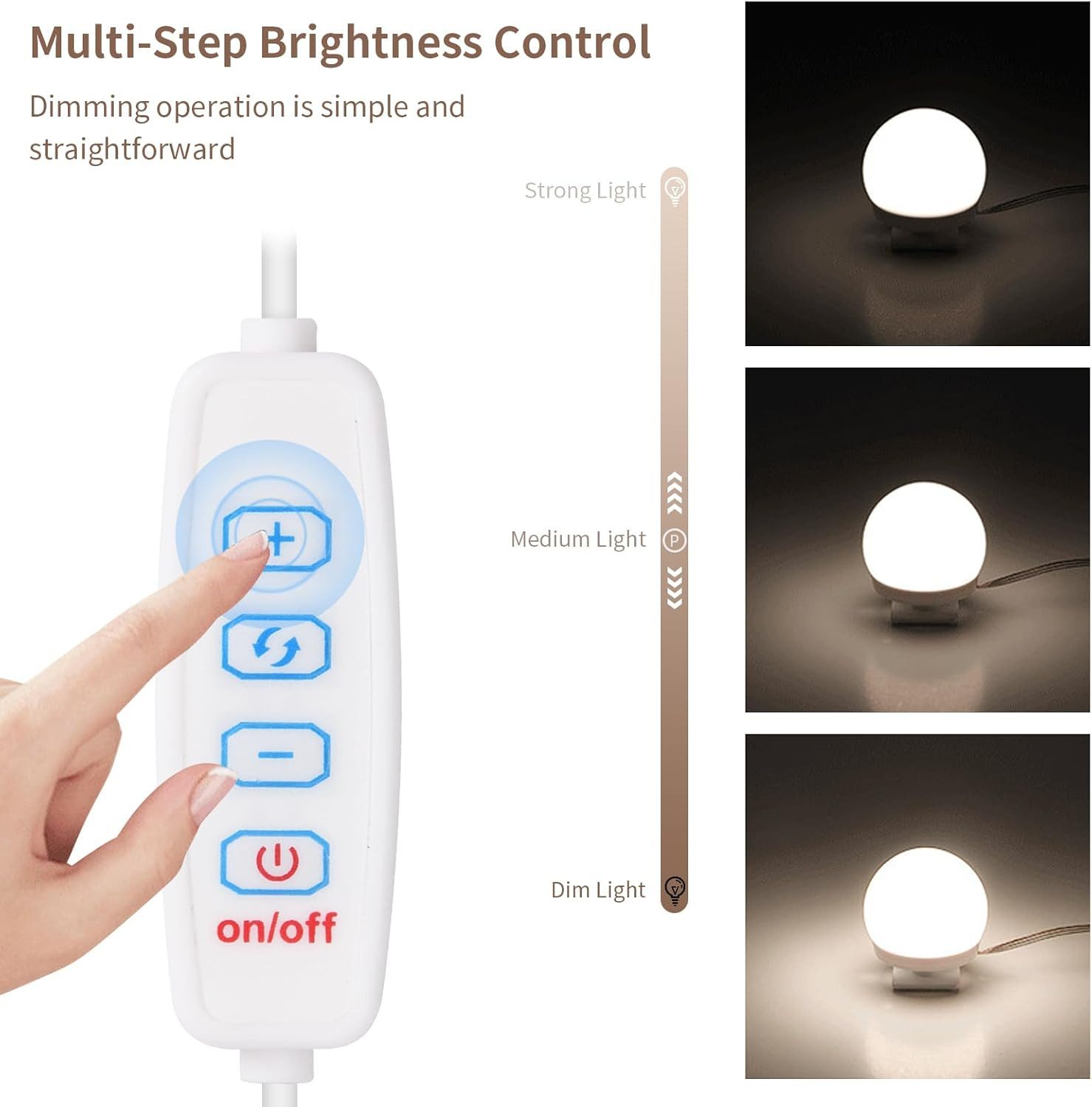 FELIXLEO Schminkspiegel 10 LED Spiegelleuchte 3 Farbe Hollywood Schminklicht Spiegellampe – Bild 4 von 5