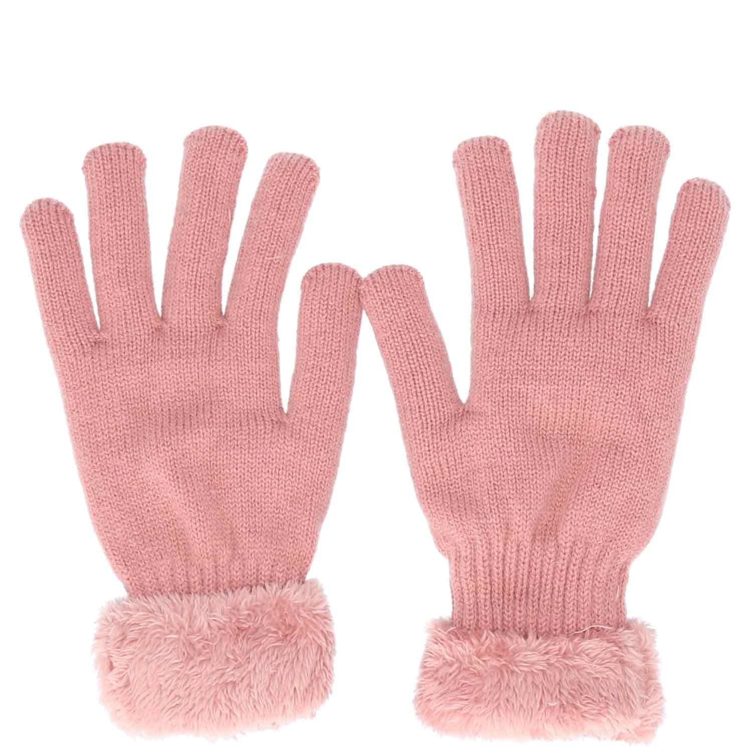 Antonio Strickhandschuhe Antonio Damen Winter rose Teddy Fingerhandschuhe Futter