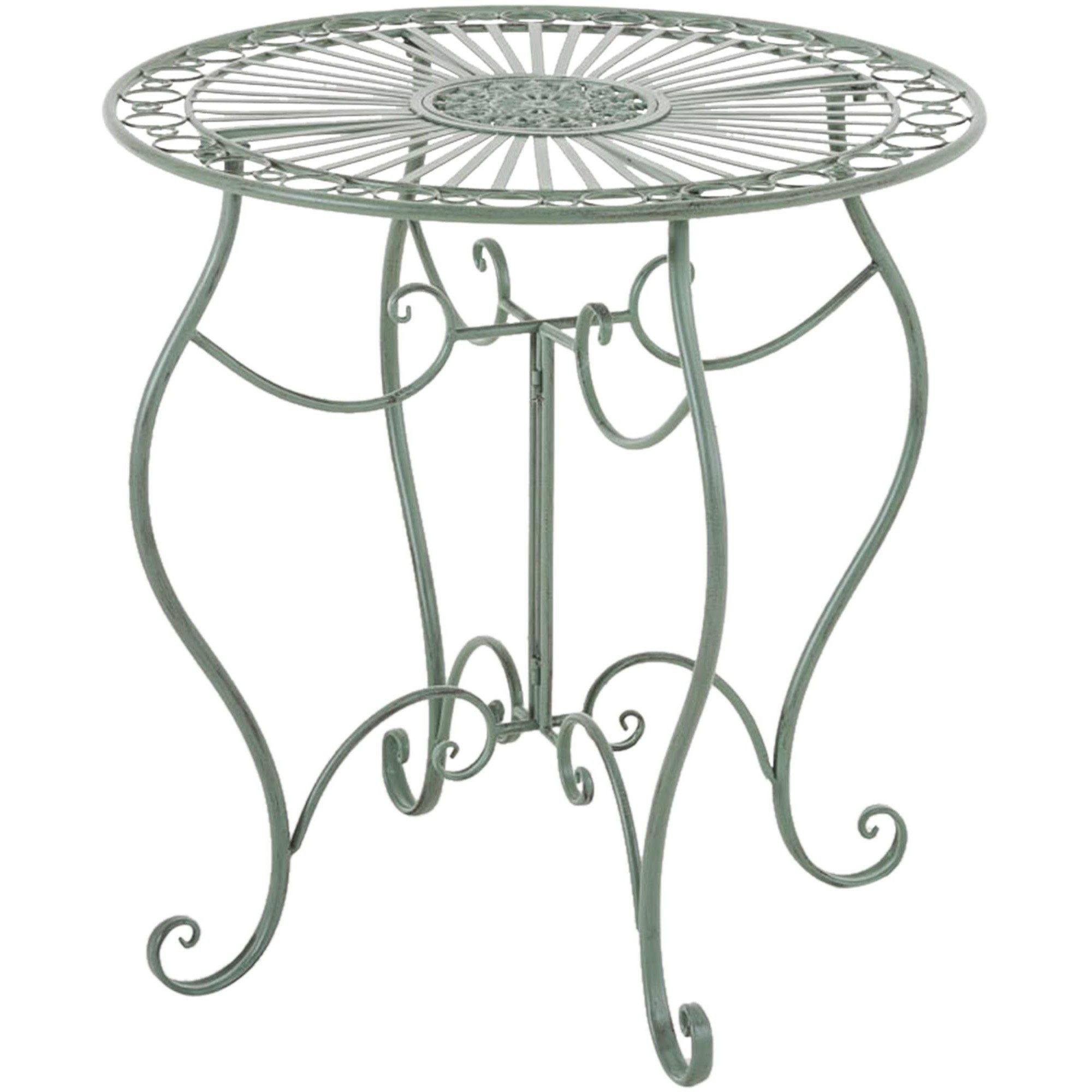 CLP Gartentisch Bistrotisch Beistelltisch Balkontisch (Spar-Set, 1-St., Ø 70 x 72 cm nostalgisch), Handgearbeitetes Eisen, Verzierungen, Patina