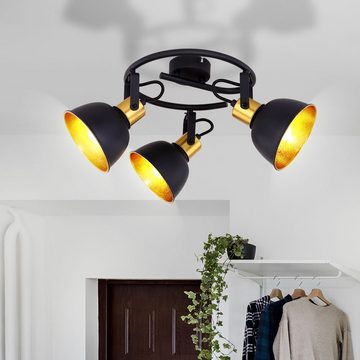 etc-shop Deckenspot, Leuchtmittel nicht inklusive, RETRO Decken Spot Rondell Lampe Wohn Ess Zimmer Leuchte gold-farben