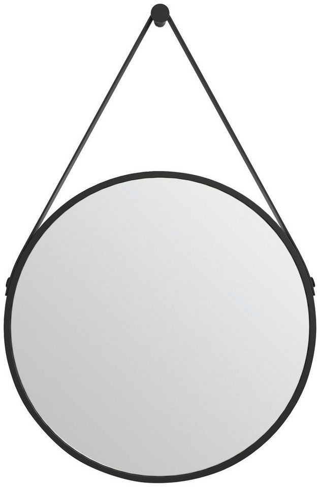 Durchmesser: Badspiegel cm, Black 50 lackiert mattschwarz Style, Talos