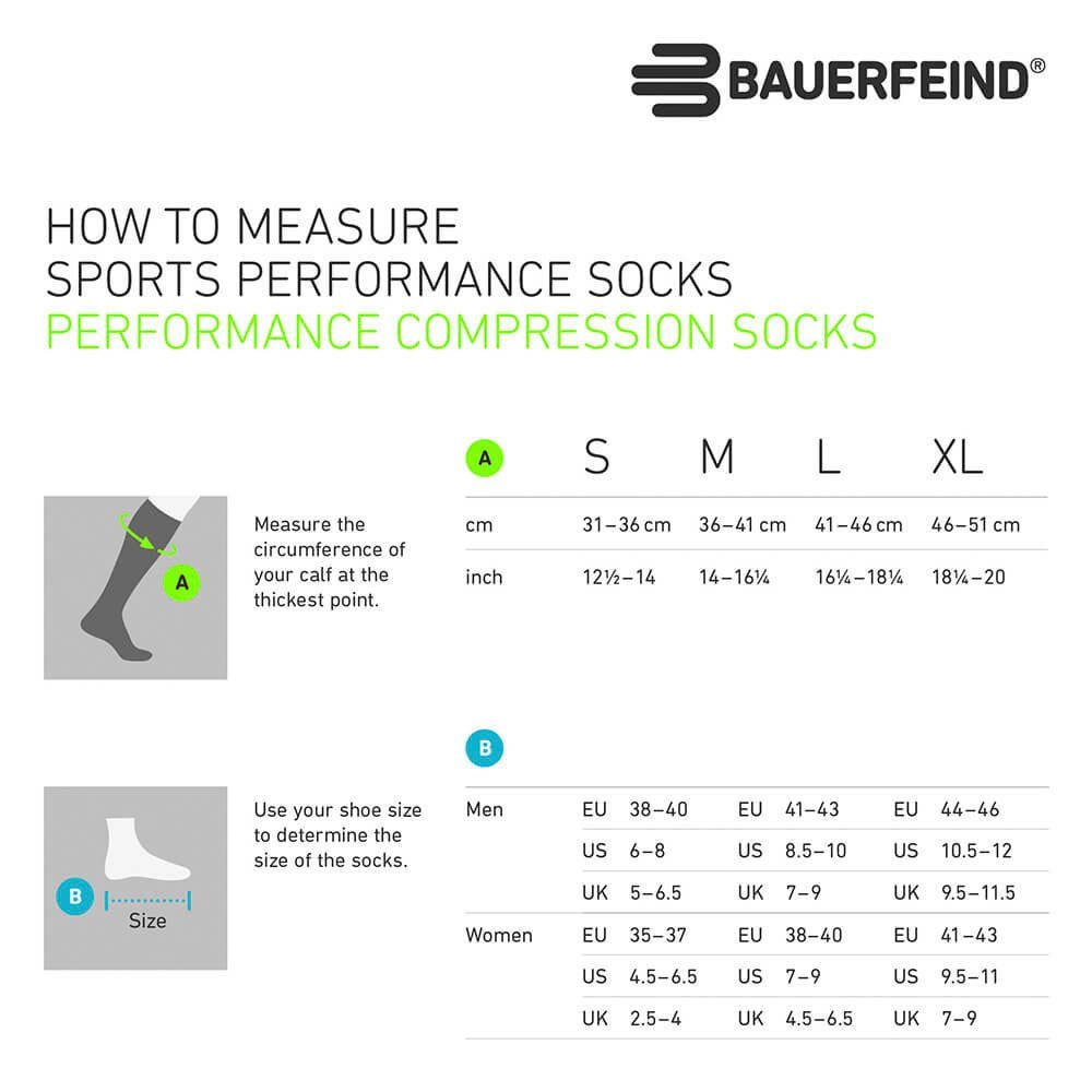 Compression weiß/M mit Kompression Sportsocken Bauerfeind Performance Socks Run