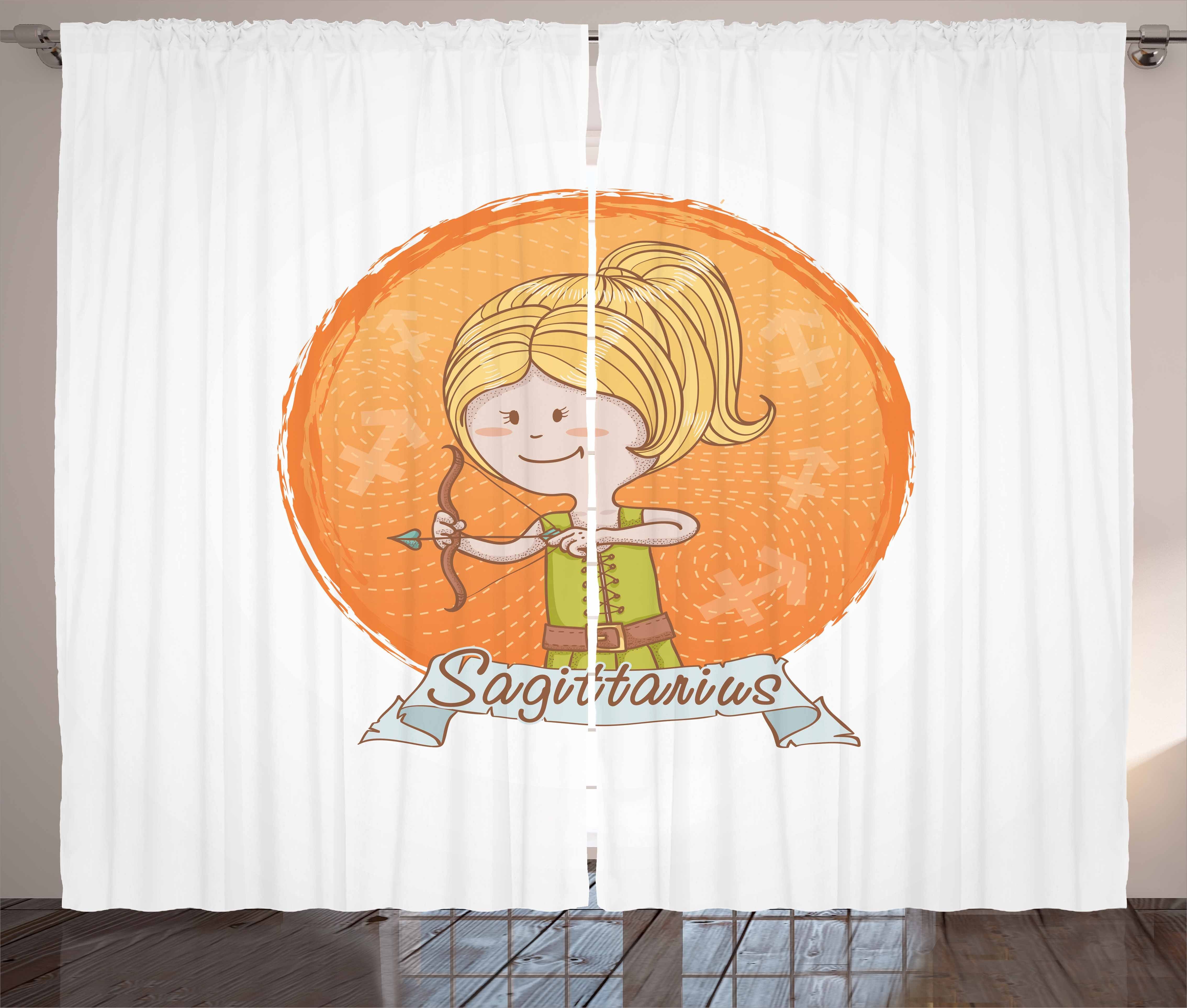 Gardine Schlafzimmer Kräuselband Vorhang mit Schlaufen und Haken, Abakuhaus, Schütze Karikatur-Mädchen-Bogen
