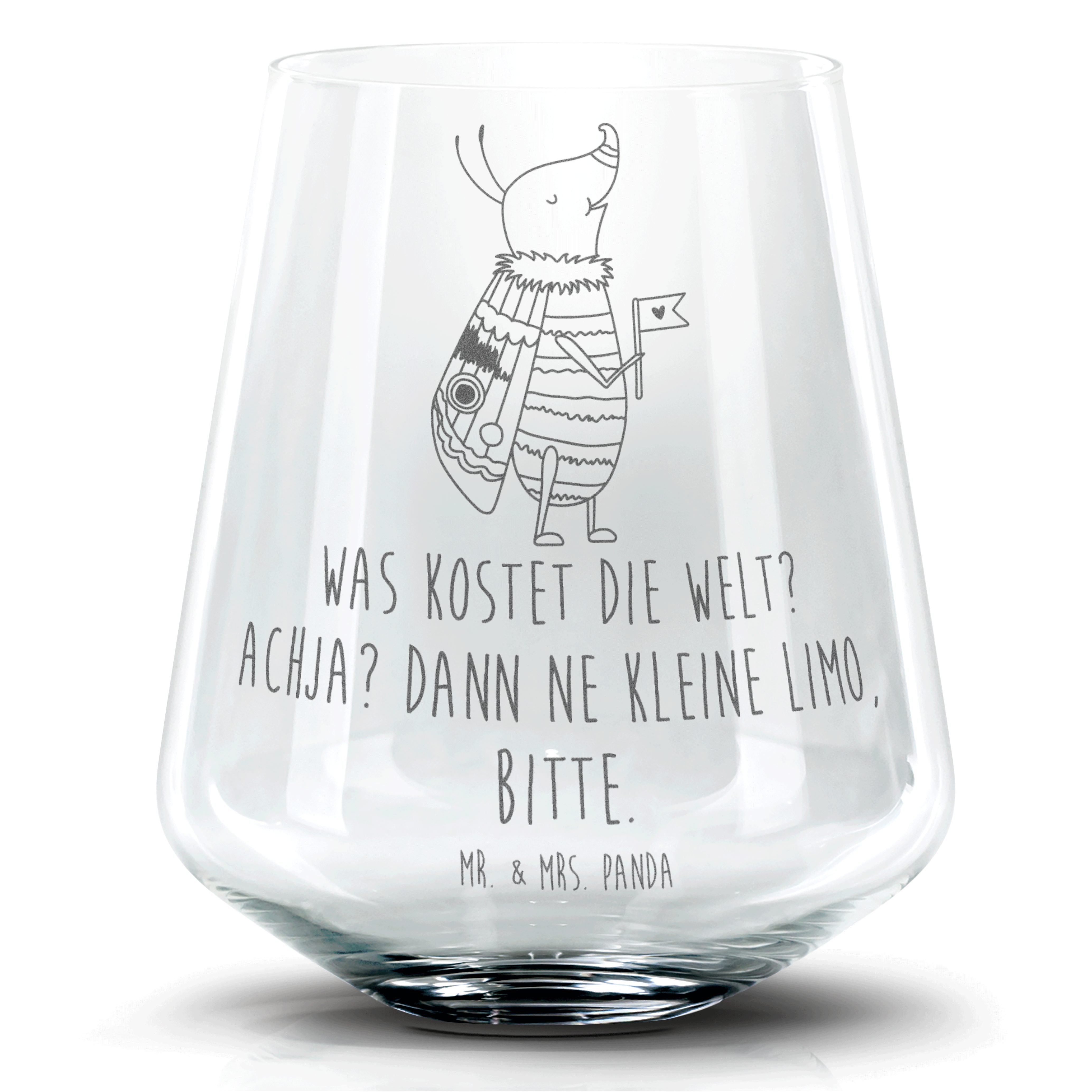 Mr. & Mrs. Panda Cocktailglas Nachtfalter Fähnchen - Transparent - Geschenk, Cocktail Glas, Cocktai, Premium Glas, Einzigartige Gravur