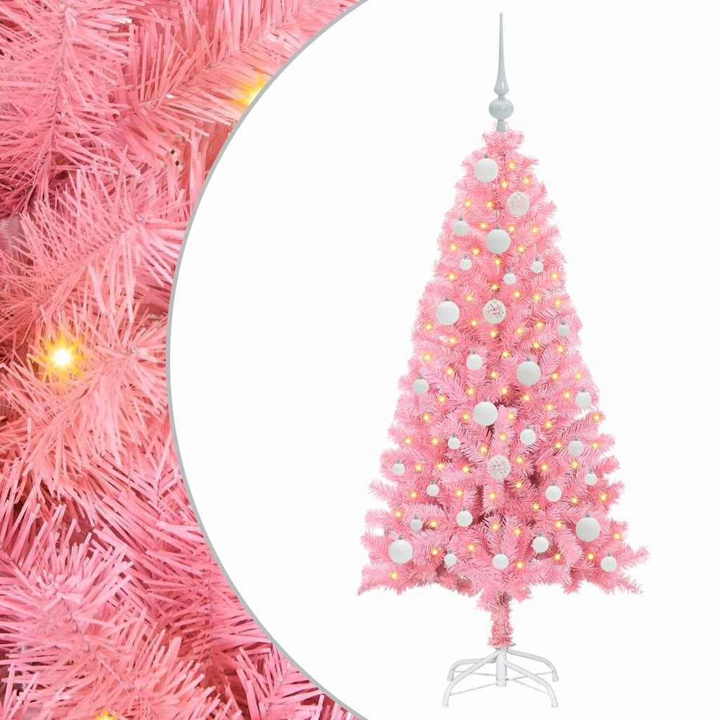 vidaXL Künstlicher Weihnachtsbaum Weihnachtsbaum Rosa 120 cm PVC