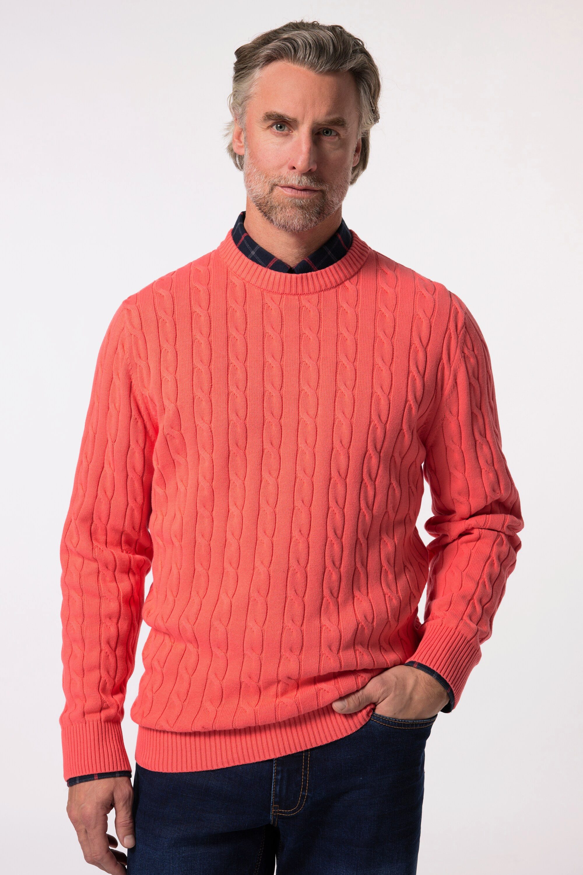 Boston Park Rundhalspullover Pullover Zopfstrick