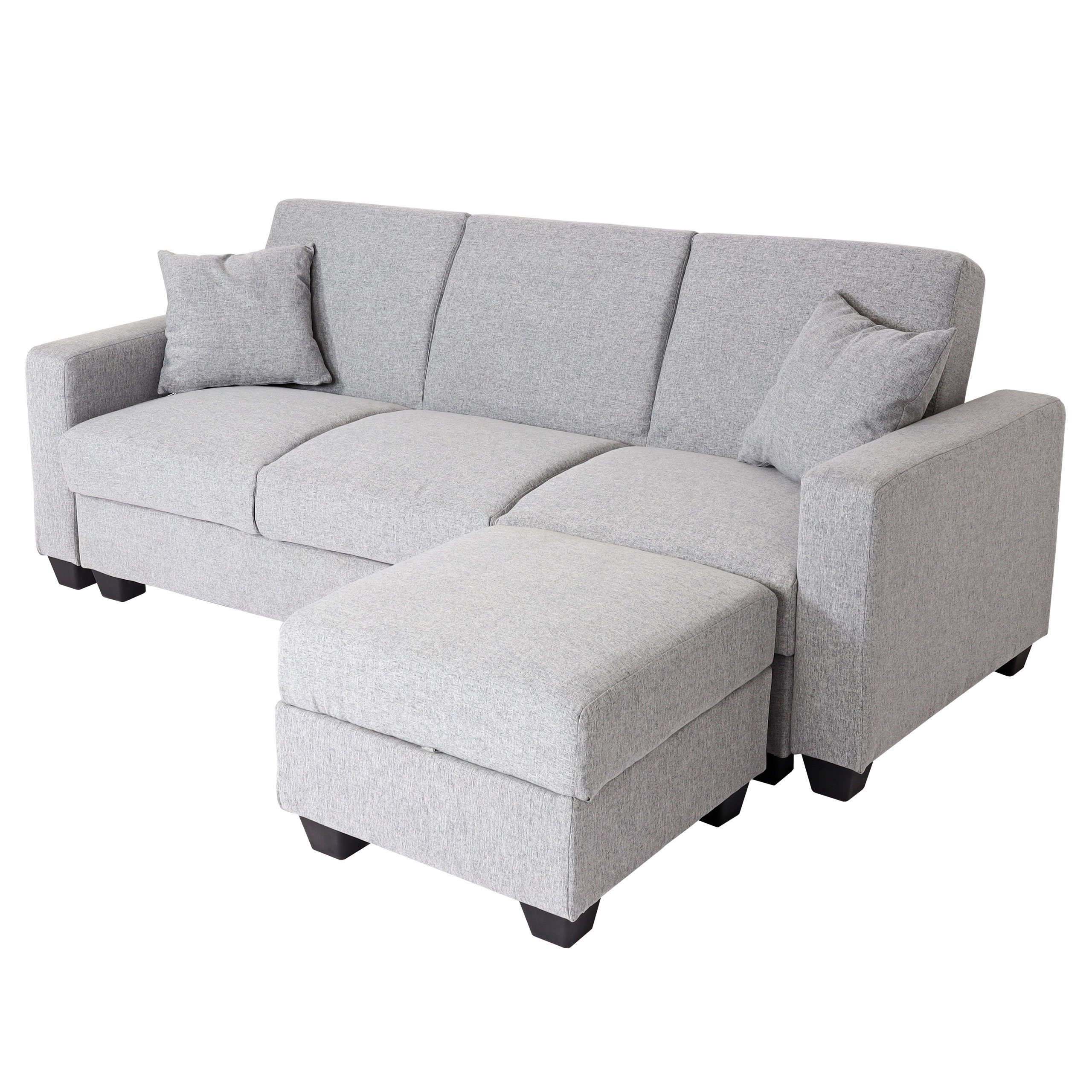 MCW Schlafsofa MCW-H47, Mit Staufächern, Inkl. zwei Kissen, mit Ottomane