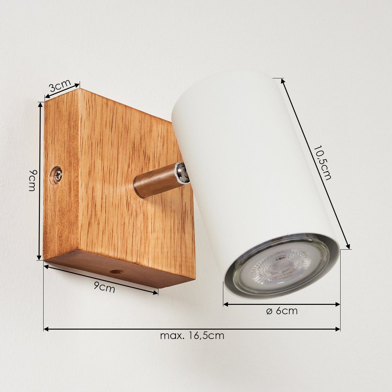 »Godo« in Leuchtenkopf GU10 ohne ist hofstein Holz, Zimmerlampe, aus Deckenleuchte weiß Metall und dreh-/schwenkbar, Leuchtmittel, Wandlampe