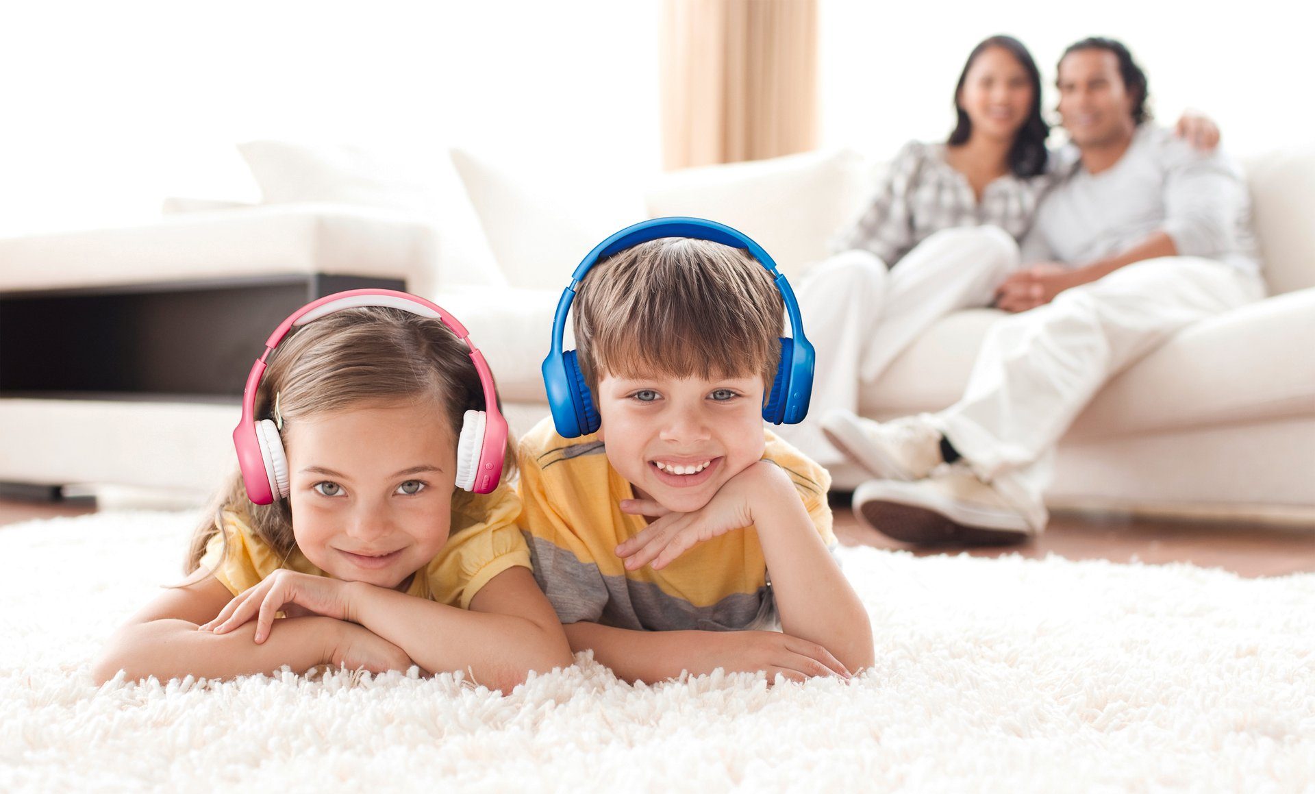 Lenco HPB-110 Kinderkopfhörer mit Sticker Over-Ear-Kopfhörer Blau