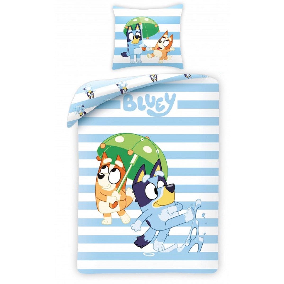 Bluey Bettwäsche Set Baumwolle Bettdeckenbezug 140 × 200 cm mit 70 × 90 cm Kissenbezug, 2 teilig