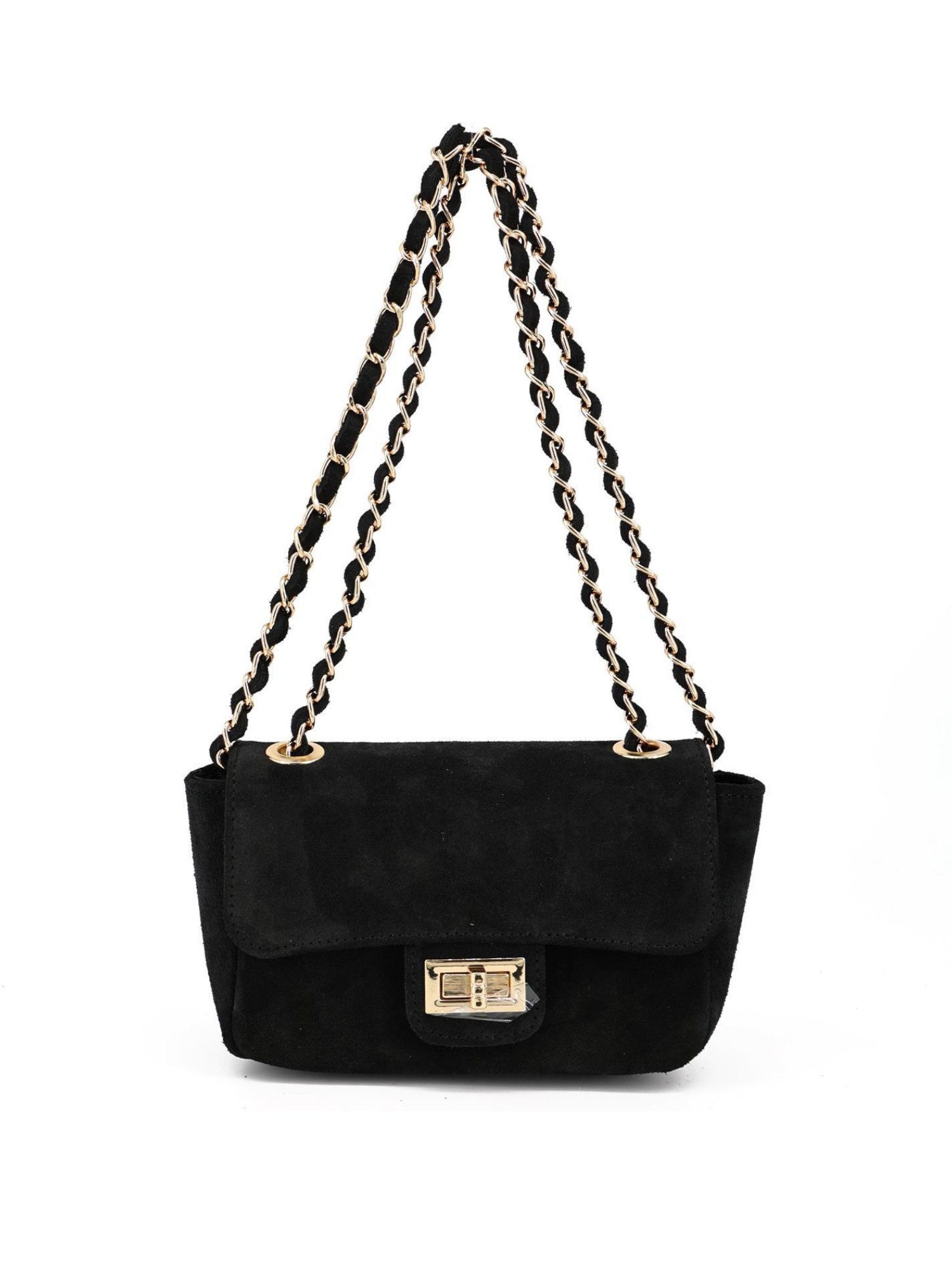 BRISE TASCHE Umhängetasche Kompakte Wildleder-Crossbody mit Kettenriemen, 100 % echtes Wildleder, kompakte Form, Reißverschluss-Innentasche