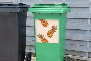 MuchoWow Wandsticker Sommer - Ananas - Obst (1 St), Mülleimer-aufkleber, Mülltonne, Sticker, Container, Abfalbehälter