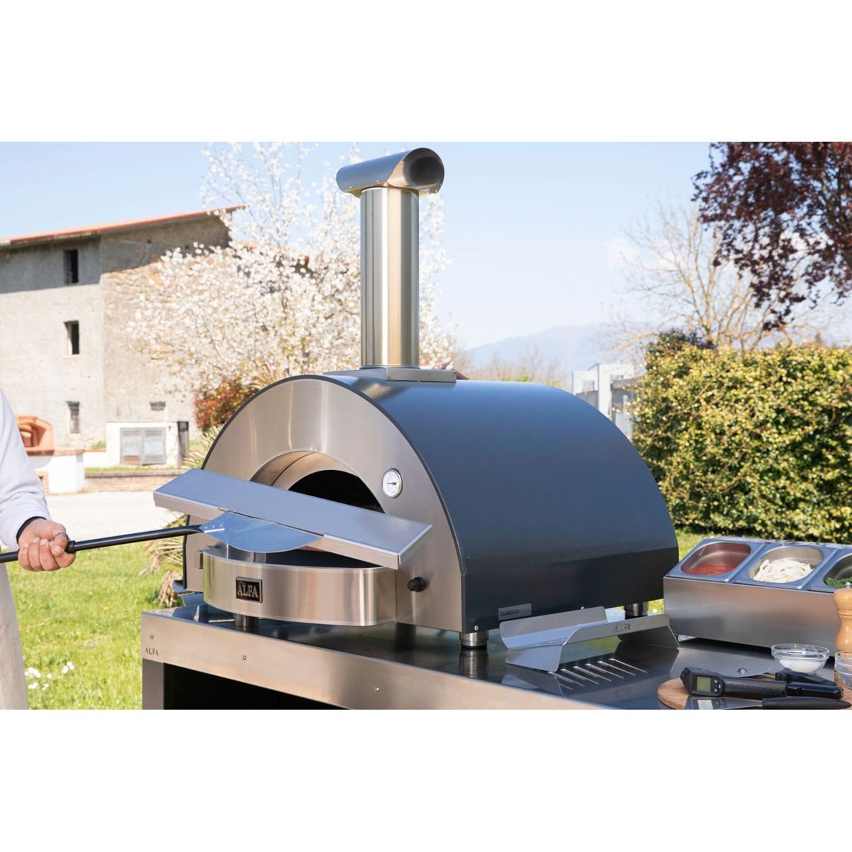 Alfa Forni Gasgrill Kit Hybrid 4 Pizze (Futuro) Edelstahl
