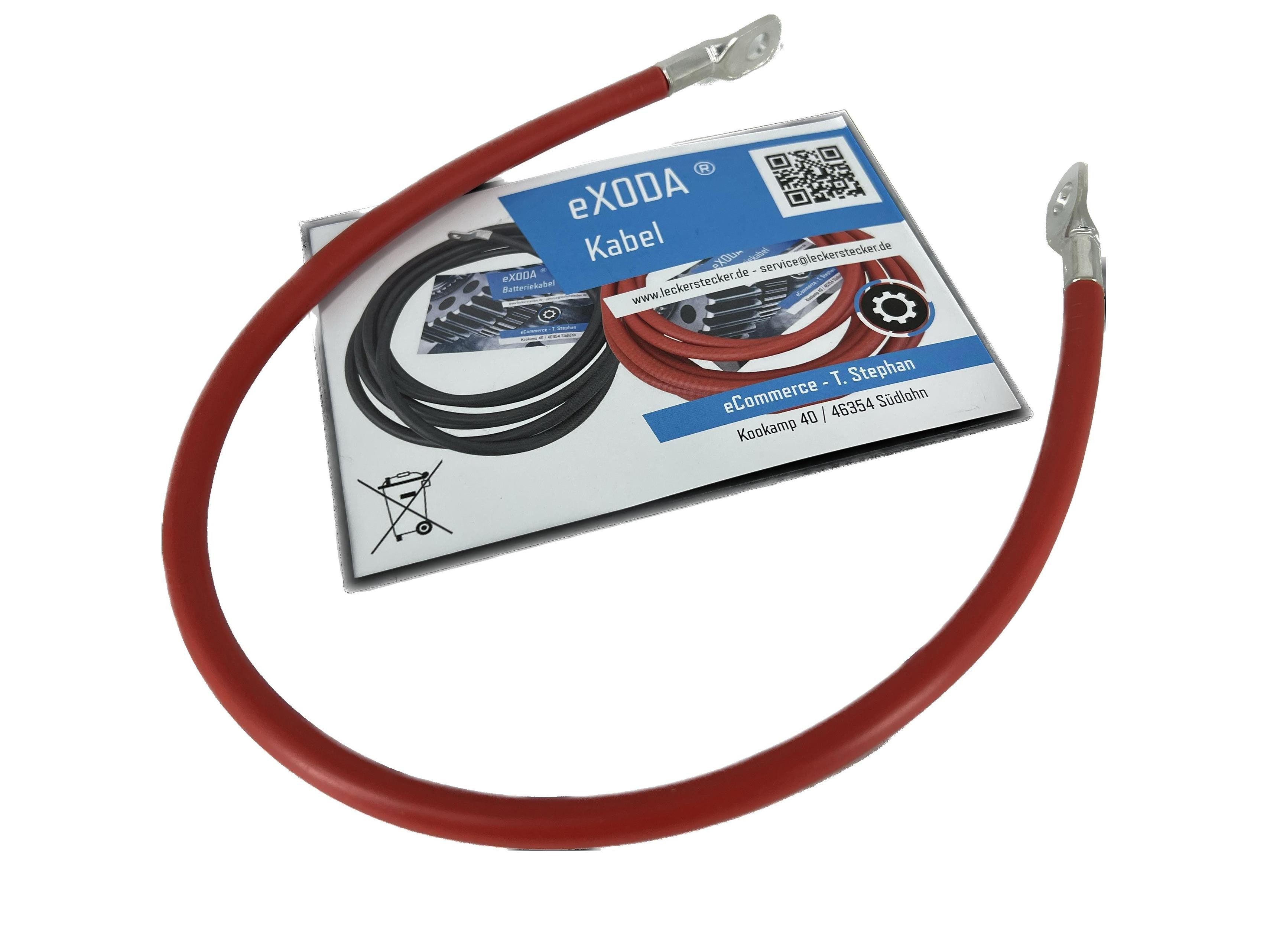 eXODA 25 mm2 M8 M8 Batteriekabel, Rot, (50 cm), 99% Kupfer