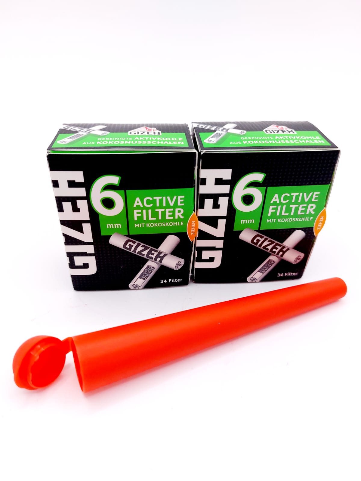 Gizeh Aktivkohlefilter Gizeh Active Filter Slim 2x34er Ø 6 mm Joint Tips inkl Joinhülle, Zubehör für Tabakpfeife, Joint Tips
