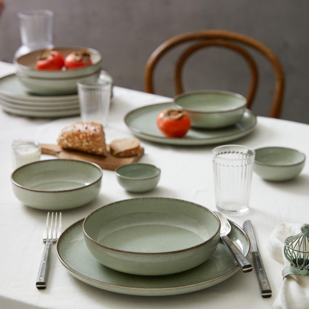 Kütahya Porselen Tafelservice Geschirrset 12-tlg. für 4 Personen Grün, 4 Personen, porzellan