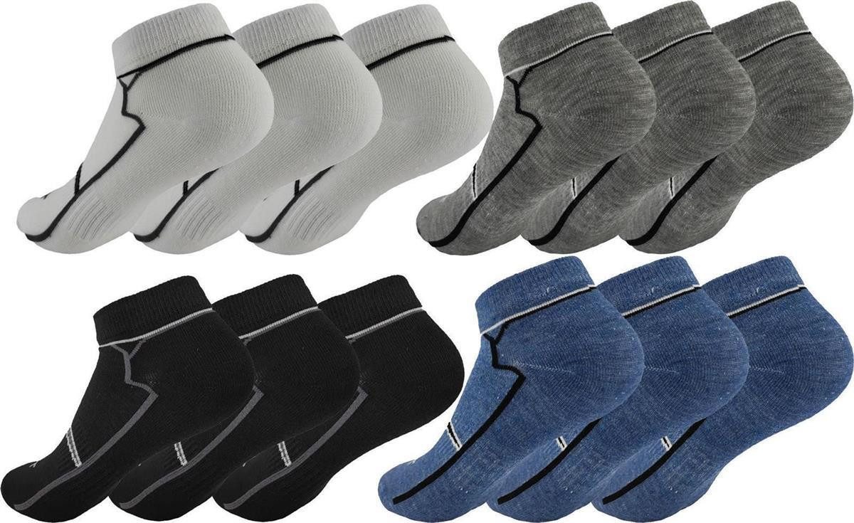 Sneakersocken 12 Paar Kinder Sneaker Jungen & Mädchen Socken Baumwolle, Gr. 23-26