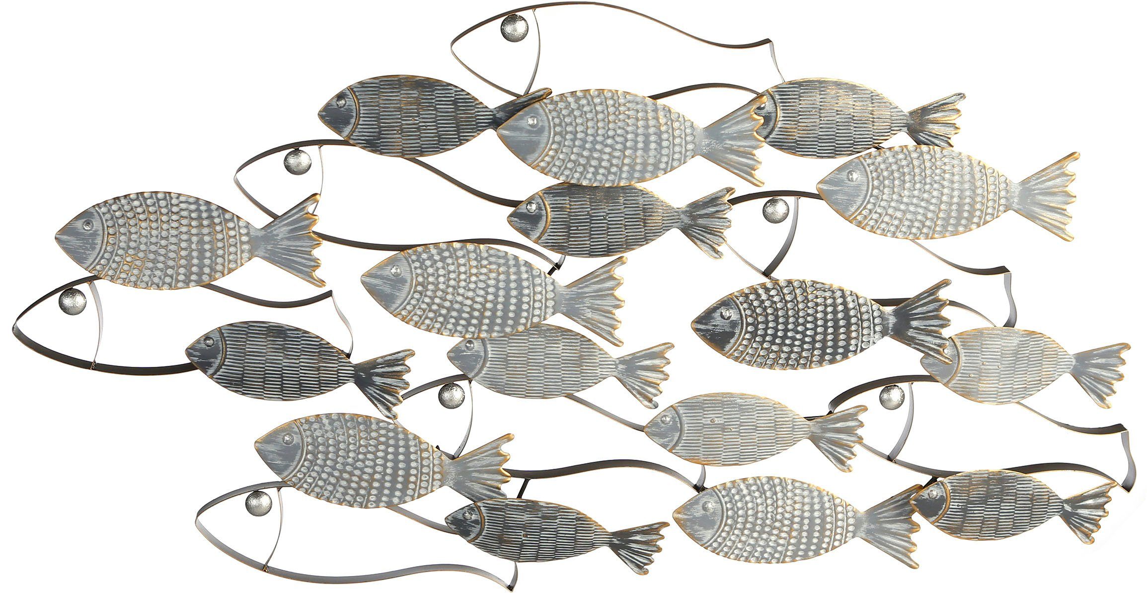 Wanddekoobjekt Wandrelief Pesce grau/schwarz/gold
