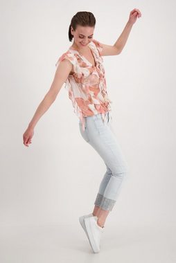 Monari Schlupfbluse Semitransparente Bluse mit Rüschen und Flower Print