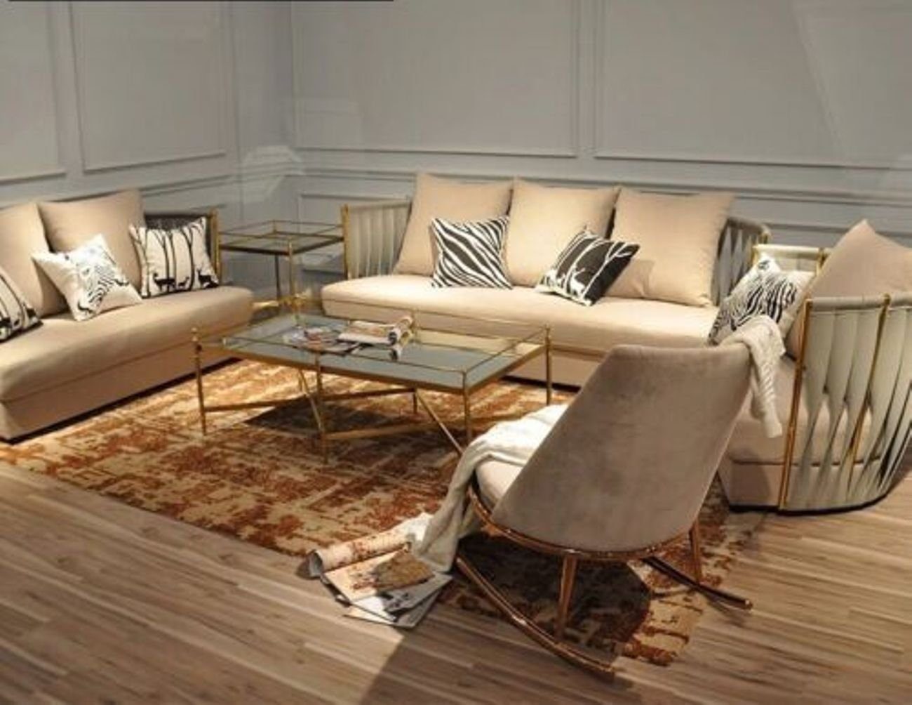 Polster Wohnzimmer-Set, Design Samt Set Garnitur Sofa Couch Gruppe 3+2 JVmoebel Möbel Sitz