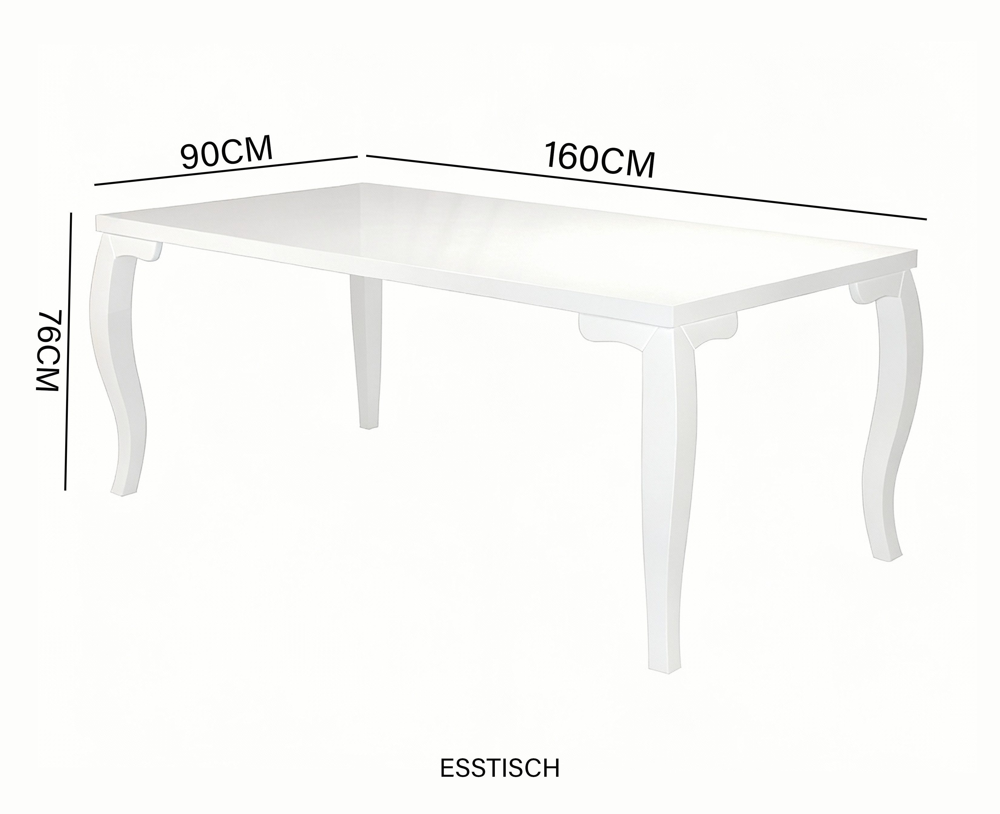 Palms-Store Esstisch Santorini in edlem Barockstil, Hochglanzlackierung in günstig online kaufen