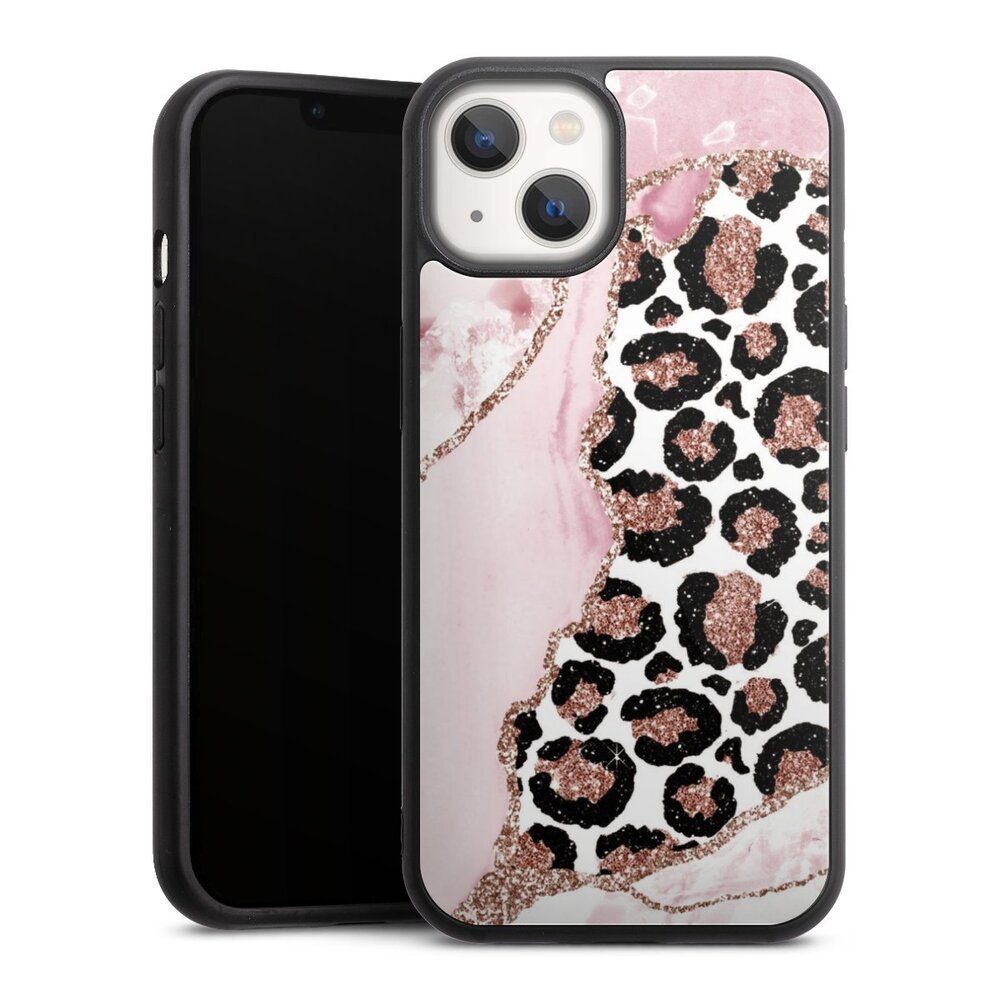 DeinDesign Handyhülle Leopard Glitzer Look Marmor Patterns and Textures Smooth Pink, Apple iPhone 13 Gallery Case Glas Hülle Schutzhülle 9H Gehärtetes Glas