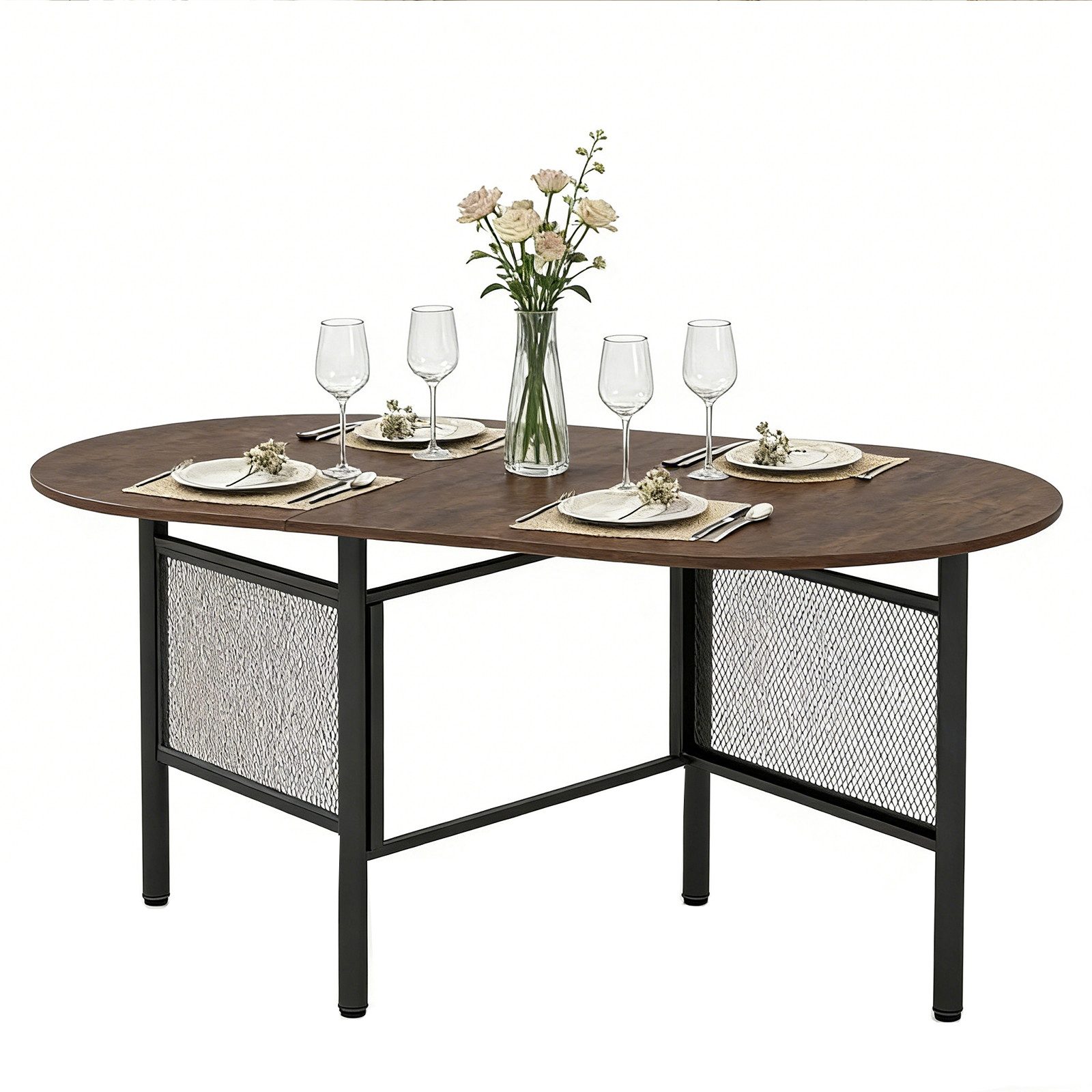 KOMFOTTEU Esstisch, Klapptisch Esszimmertisch mit Metallbeine & Holzplatte