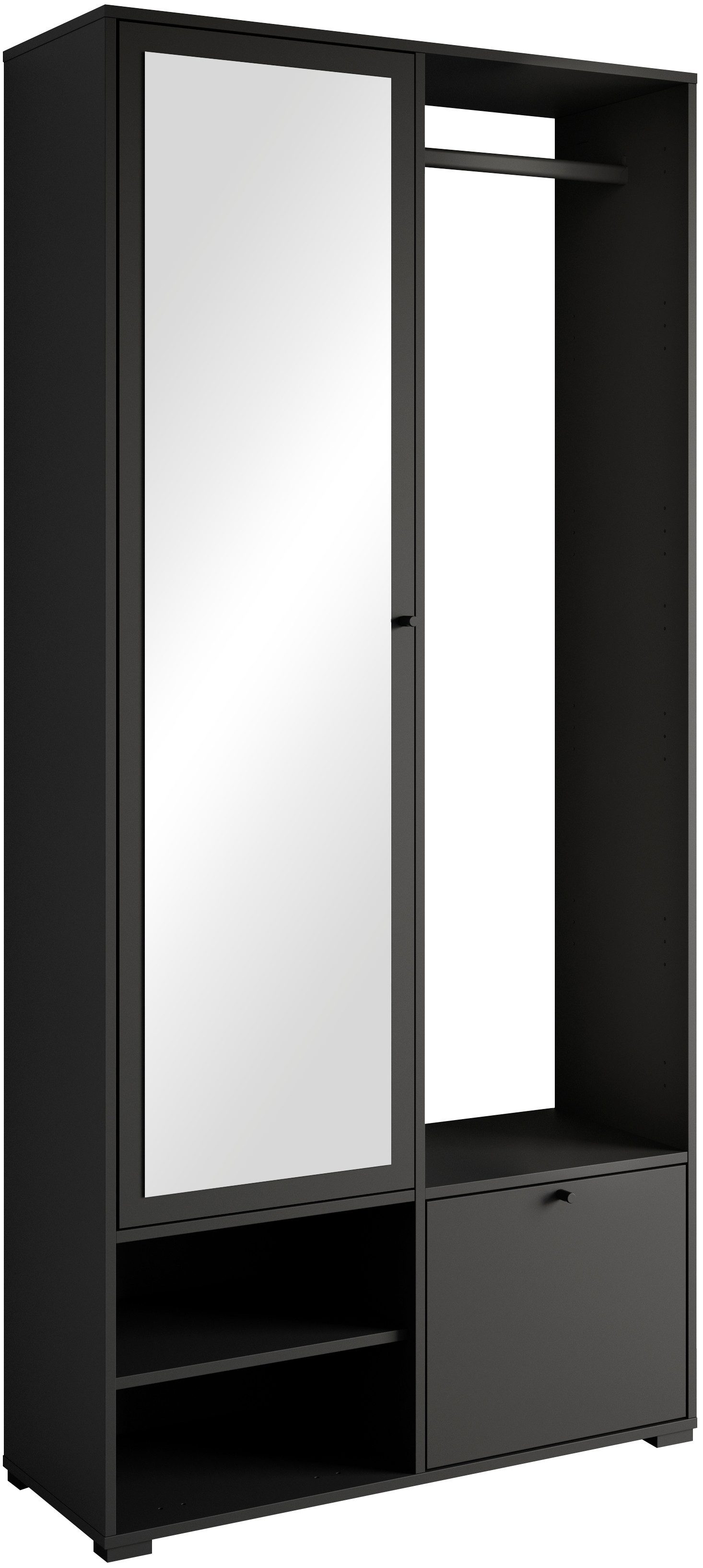 INOSIGN Garderobenschrank DINO Kompaktgarderobe, Garderoben-Set DINO Mit Spiegel und Kleiderstange, 90 cm breit, Türanschlag wechselbar