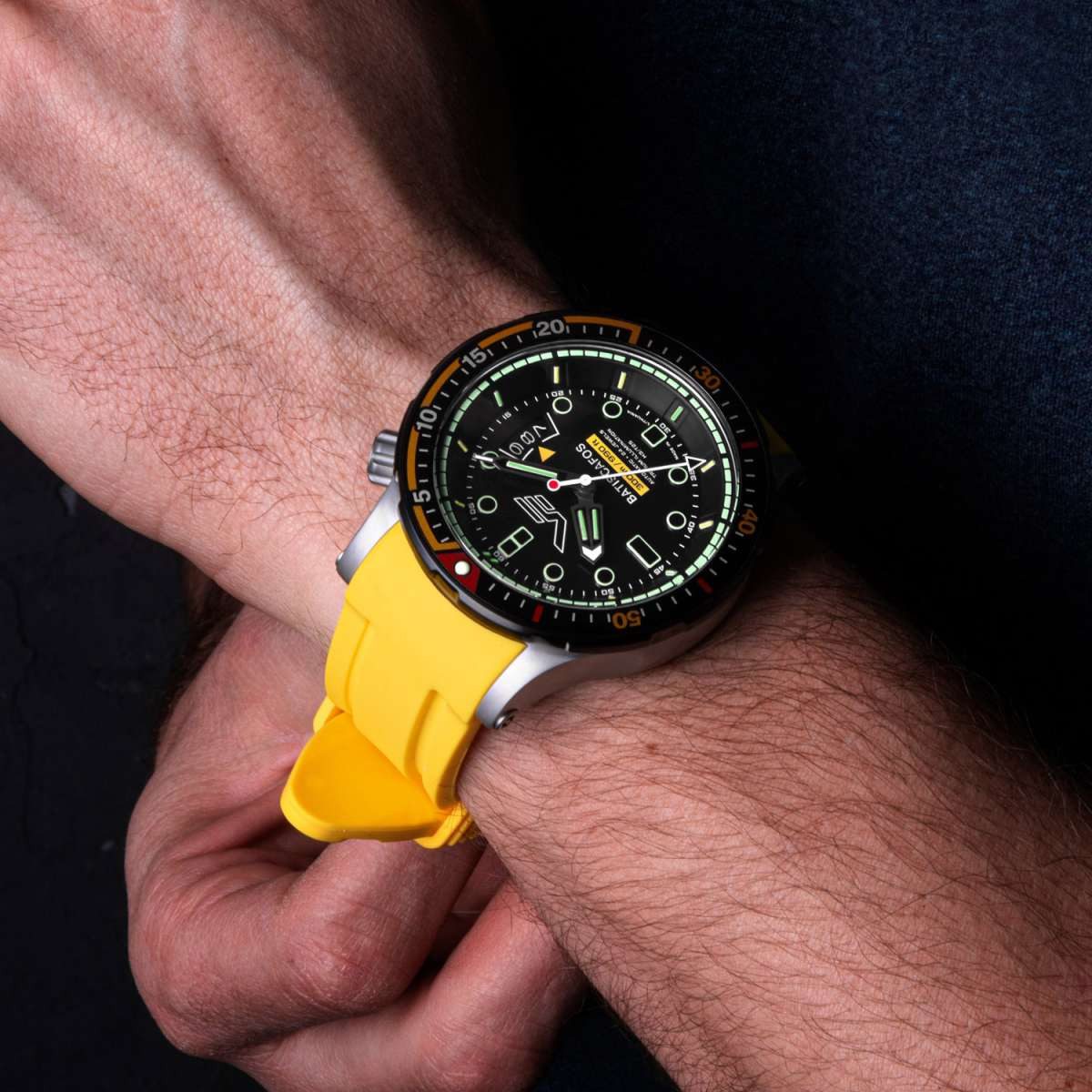 Vostok Europe Automatikuhr NH35-511E767-YLW, Herrenuhr Taucher Batiscafos Gelb/Schwarz
