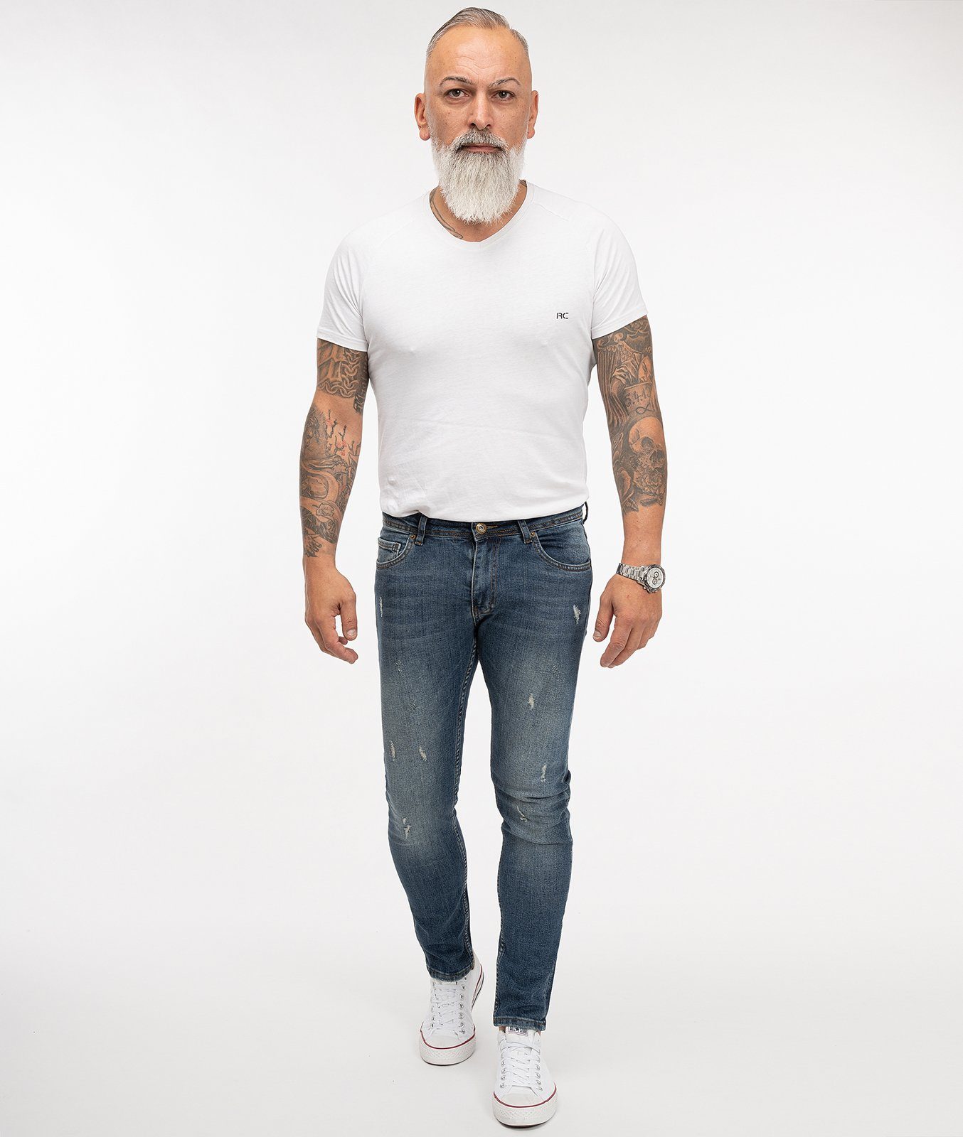 Rock Jeans Slim-fit-Jeans Fit RC-2274 Herren Slim Blau Creek