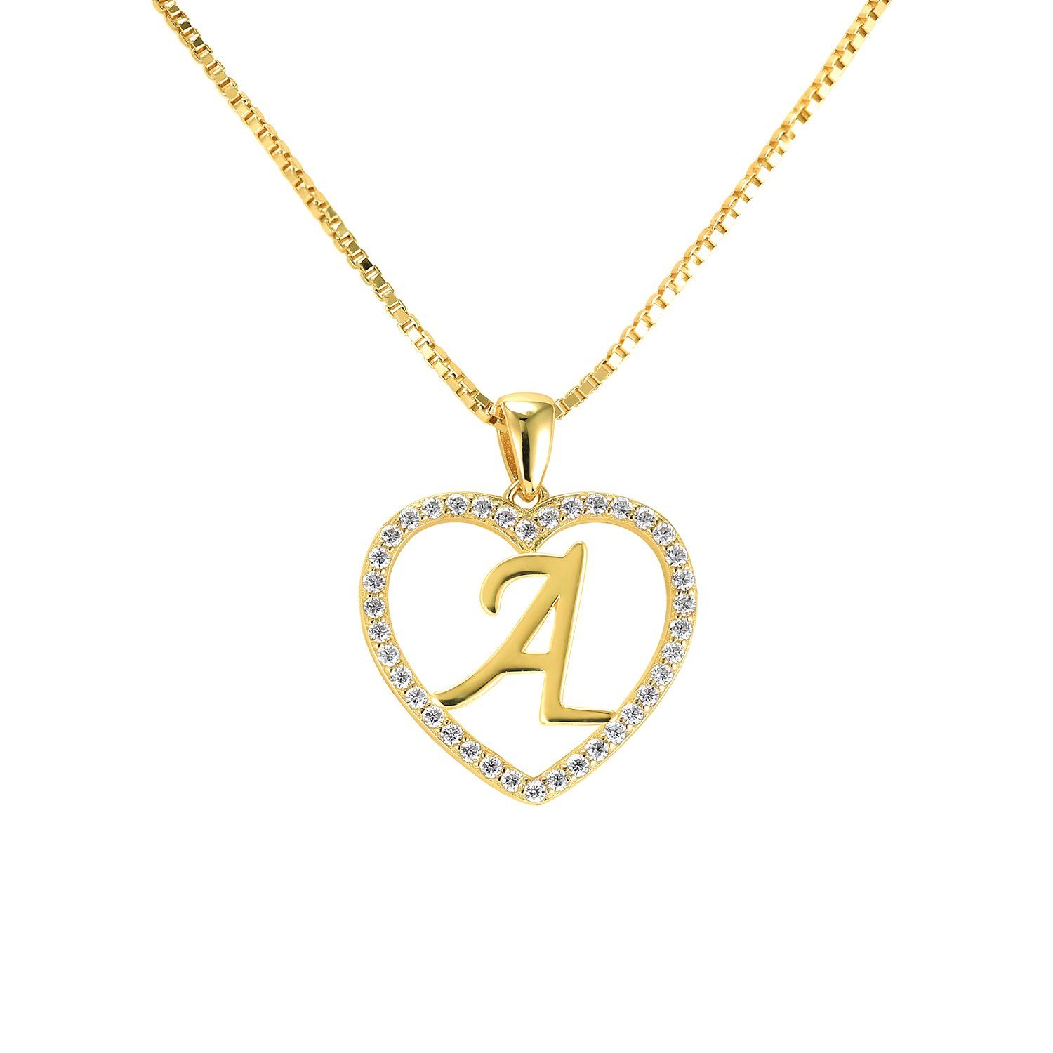 PAVELS Kette mit Anhänger Buchstabenketten Gold, Damen Halskette mit 18K Goldplattierung